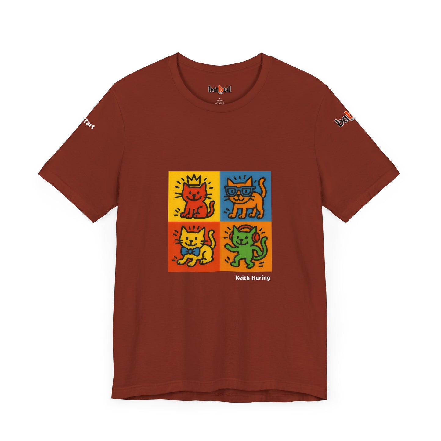 CATART Unisex Jersey Cat T-Shirt - KEITH HARING - Iconic Painting Reimagined with Cats
