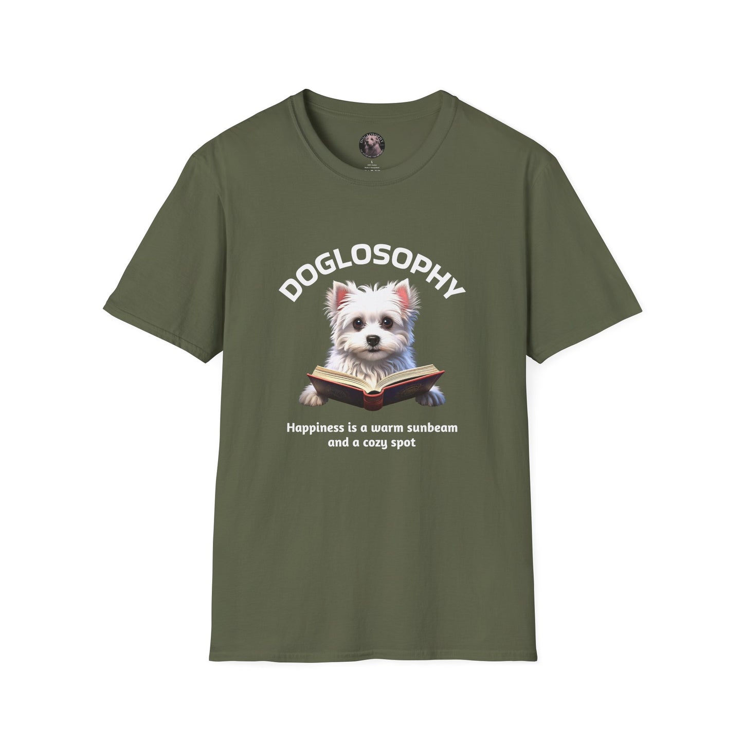 Doglosophy Unisex Softstyle T-Shirt - "Happiness is a Warm Sunbeam" Design
