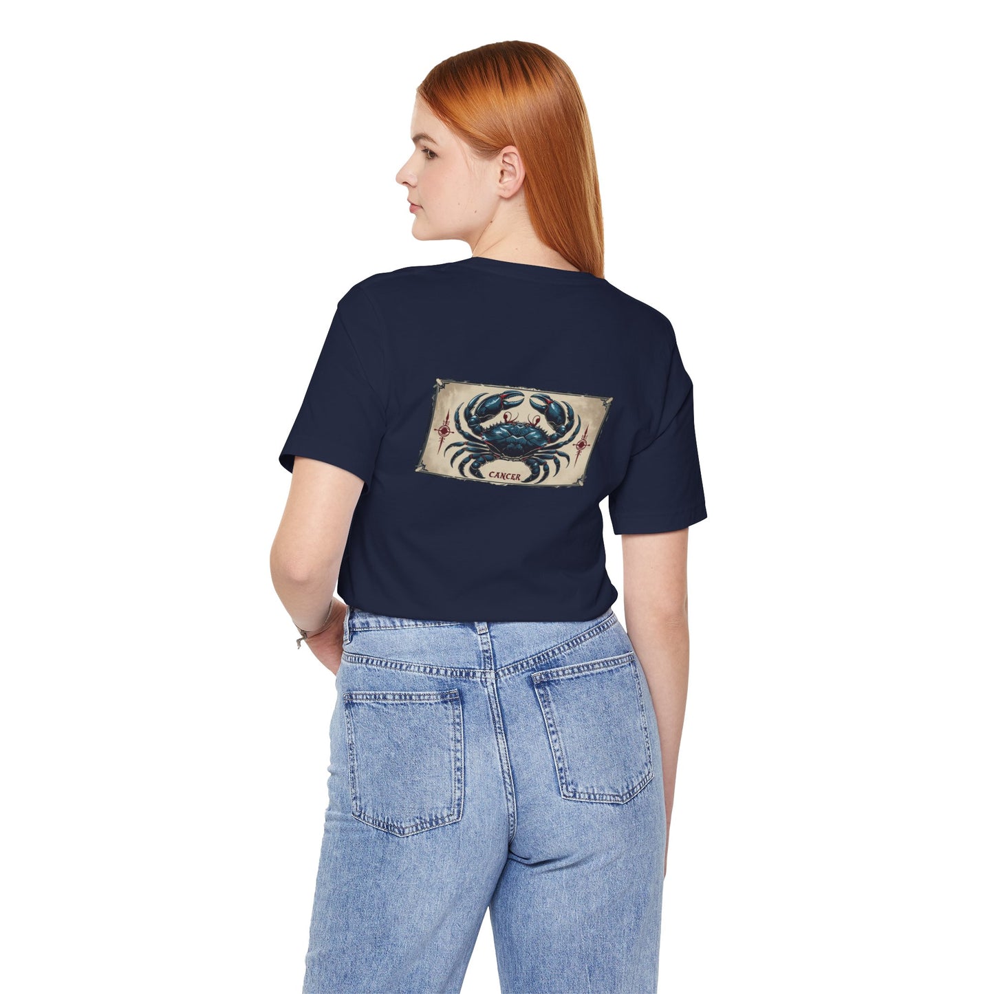 Cancer - Gothic Zodiac T-Shirt. Blue graphic on the back. Zodiac in the Shadows