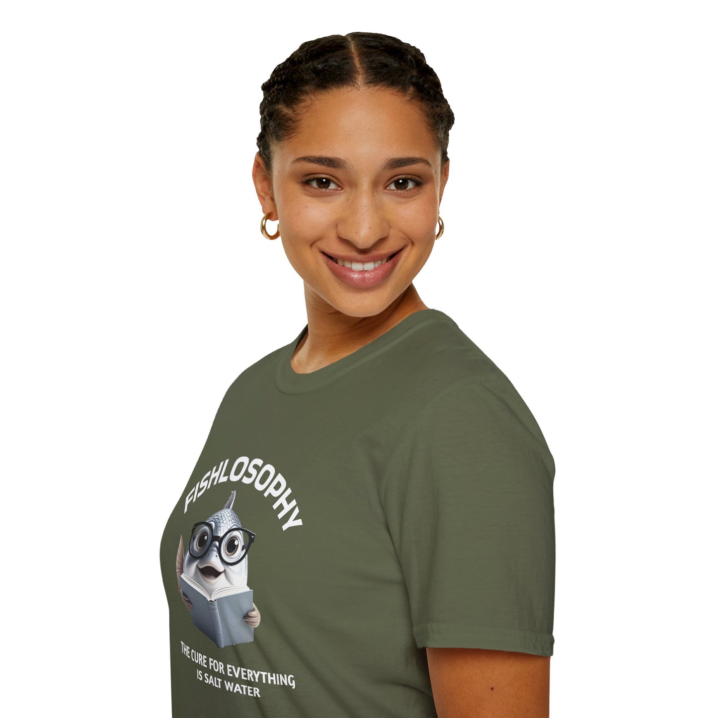 Fishlosophy Unisex T-Shirt - Ocean Vibes and Life's Questions Design - The Cure For Everything Is Salt Water