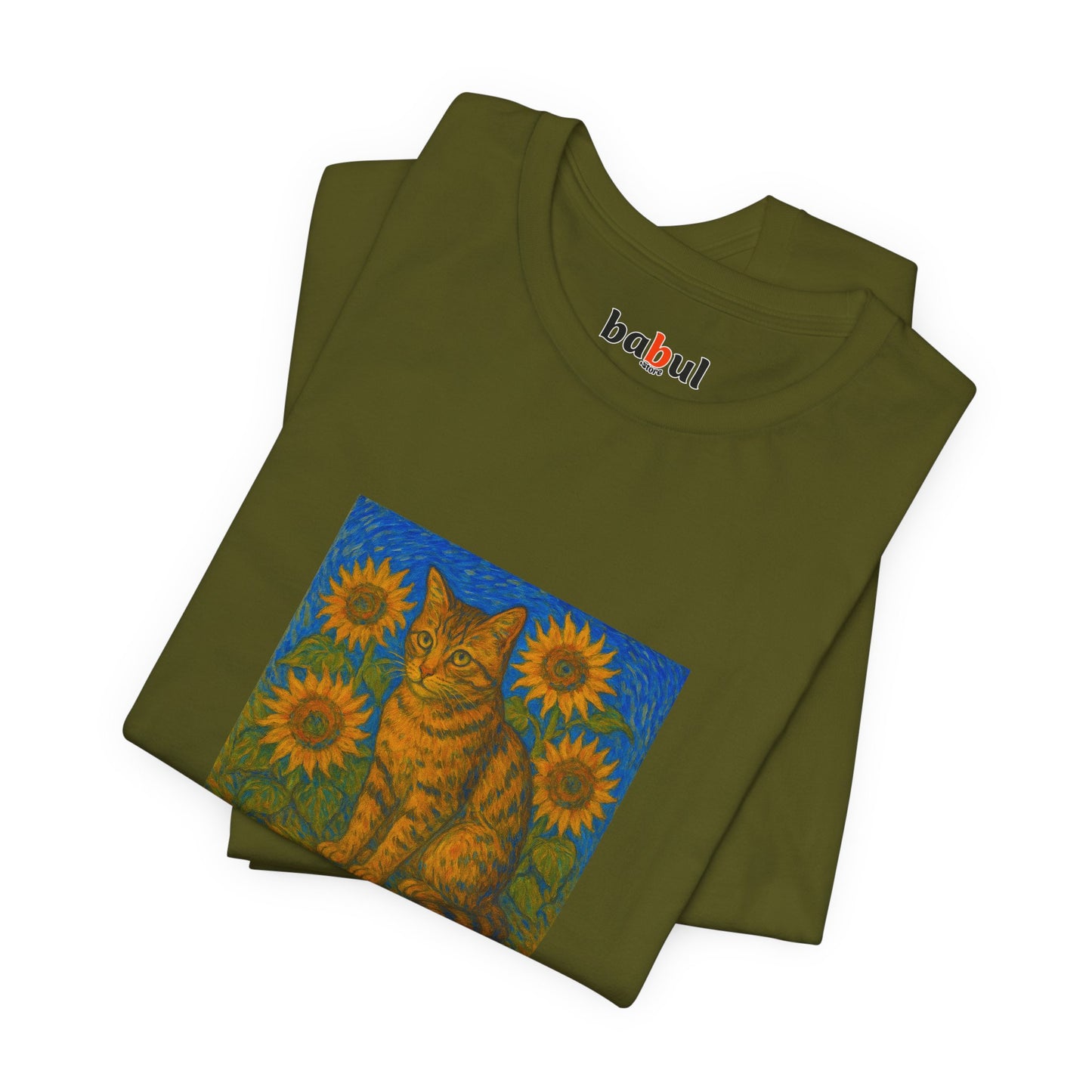 CATART Unisex Jersey Cat T-Shirt - Vincent van Gogh - Iconic Painting Reimagined with Cats
