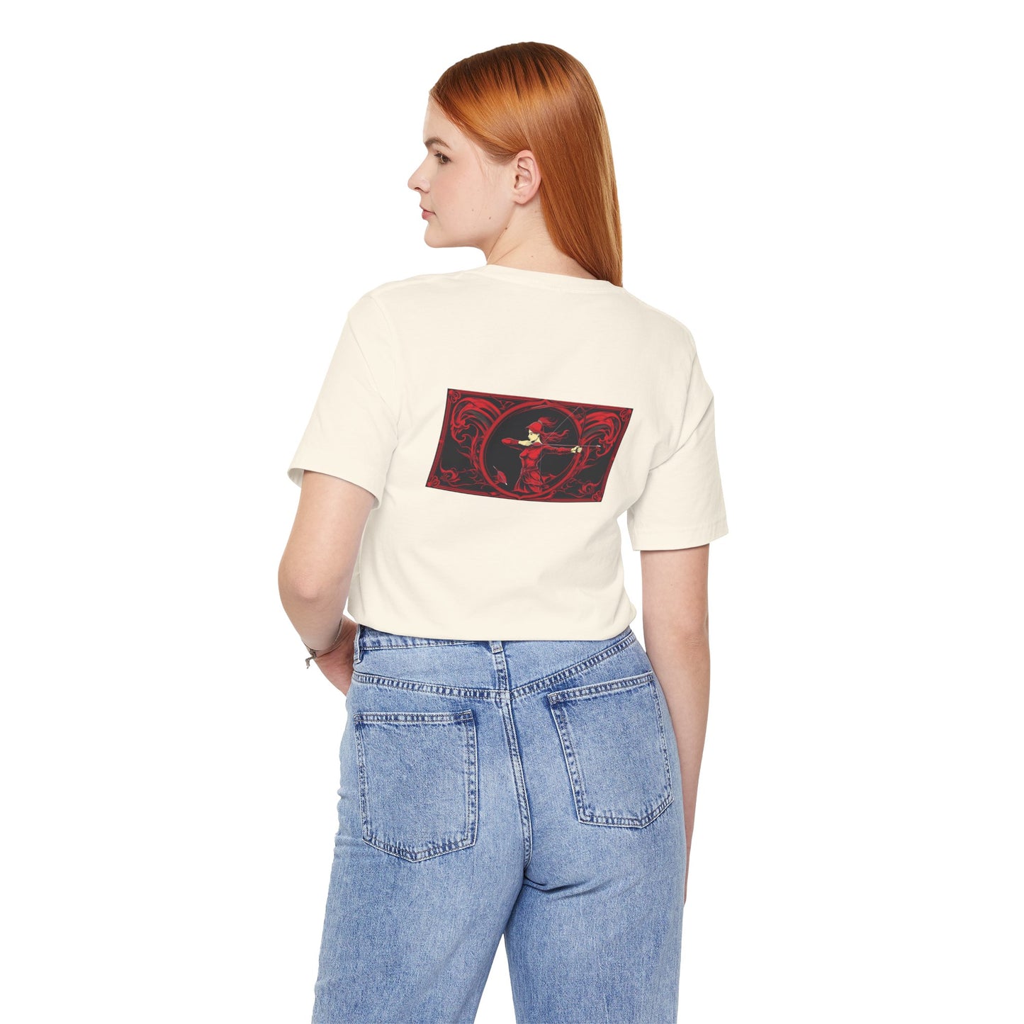 Sagittarius - Gothic Zodiac, Red Graphic on the back T-Shirt. Zodiac in the Shadows