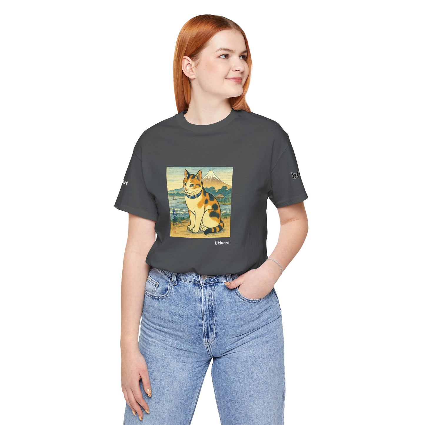 CATART Unisex Jersey Cat T-Shirt - UKIYO-E Japanese art Style - Iconic Painting Reimagined with Cats