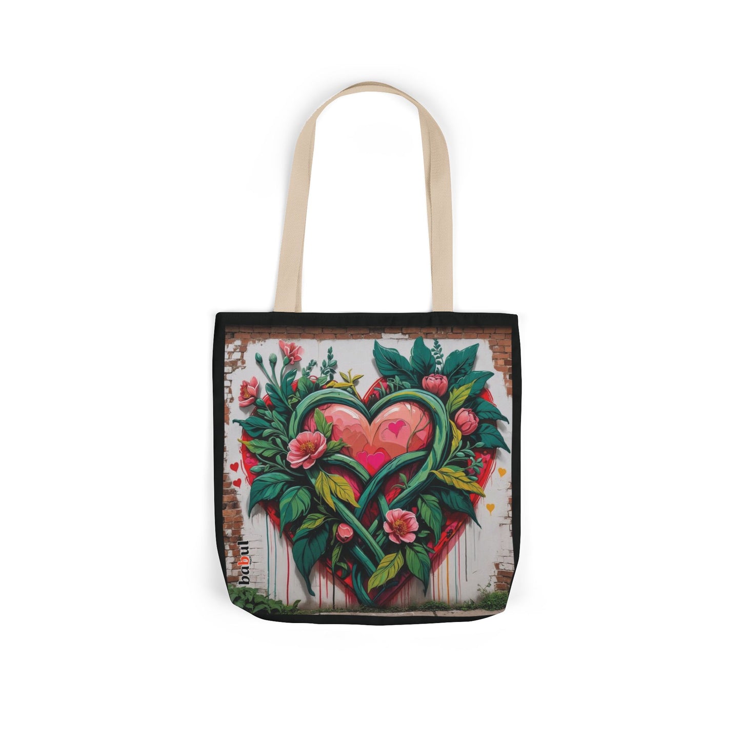 Artistic Surge - Eco-Friendly Canvas Tote Bag - FLOWERED HEARTS