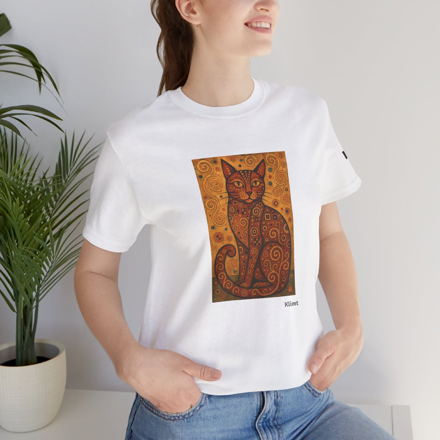 CATART Unisex Jersey Cat T-Shirt - KLIMT - Iconic Painting Reimagined with Cats