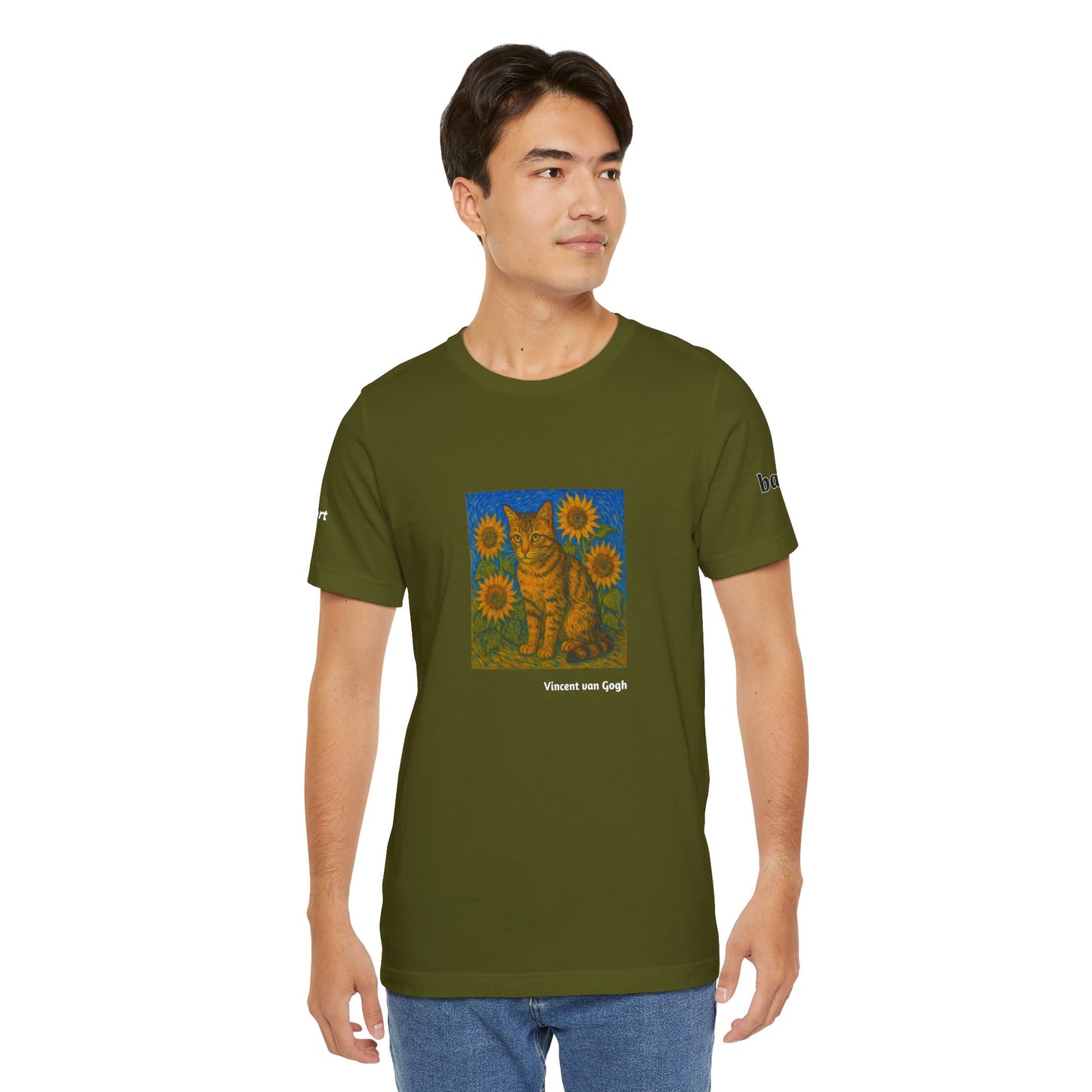 CATART Unisex Jersey Cat T-Shirt - Vincent van Gogh - Iconic Painting Reimagined with Cats