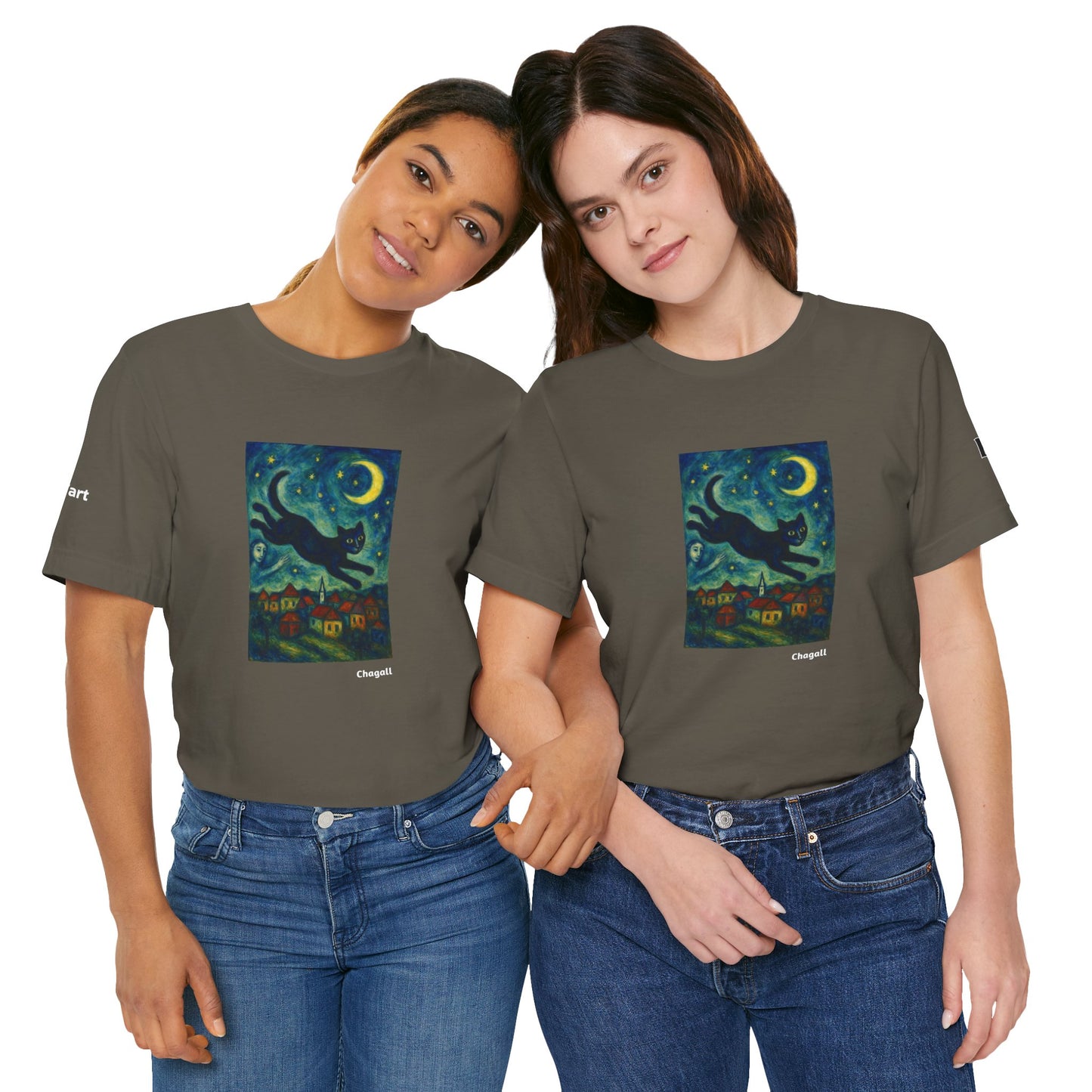 CATART Unisex Jersey Cat T-Shirt - MARC CHAGALL - Iconic Painting Reimagined with Cats