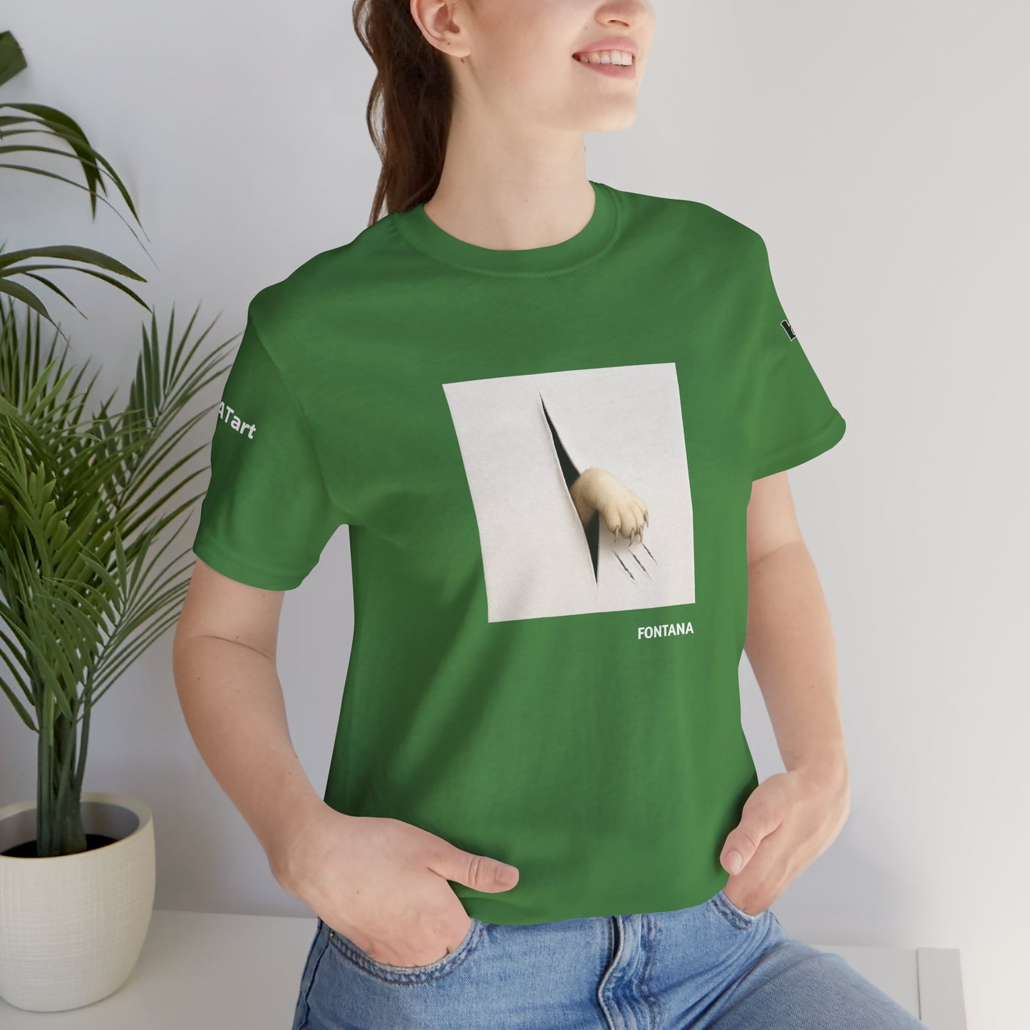 CATART Unisex Jersey Cat T-Shirt - FONTANA - Iconic Painting Reimagined with Cats