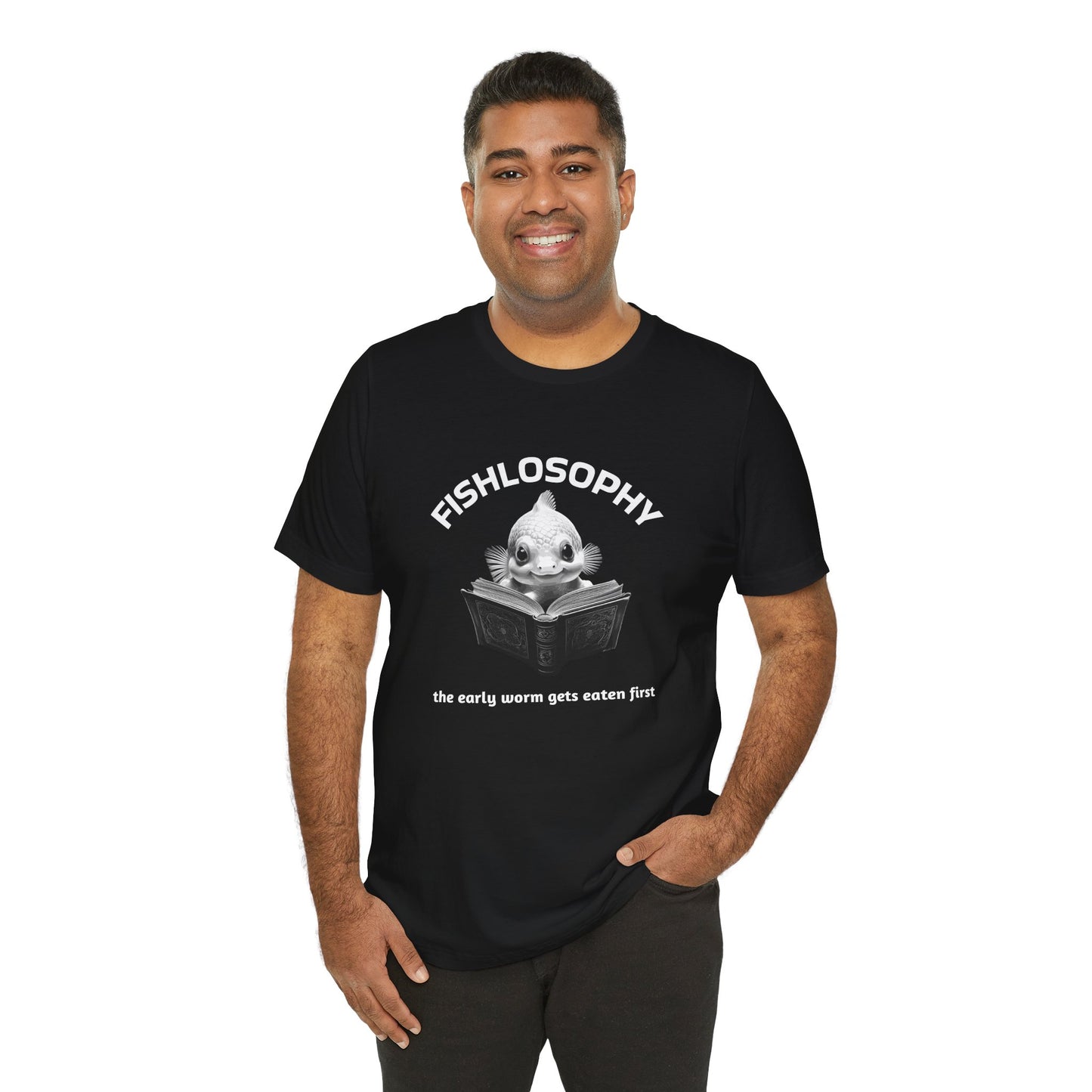 Fishlosophy Unisex Jersey Short Sleeve Tee – The Early Worms Get Eaten First
