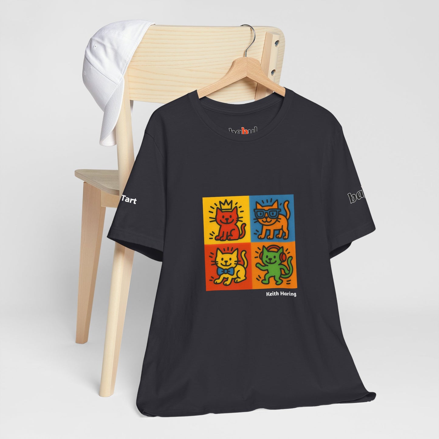 CATART Unisex Jersey Cat T-Shirt - KEITH HARING - Iconic Painting Reimagined with Cats