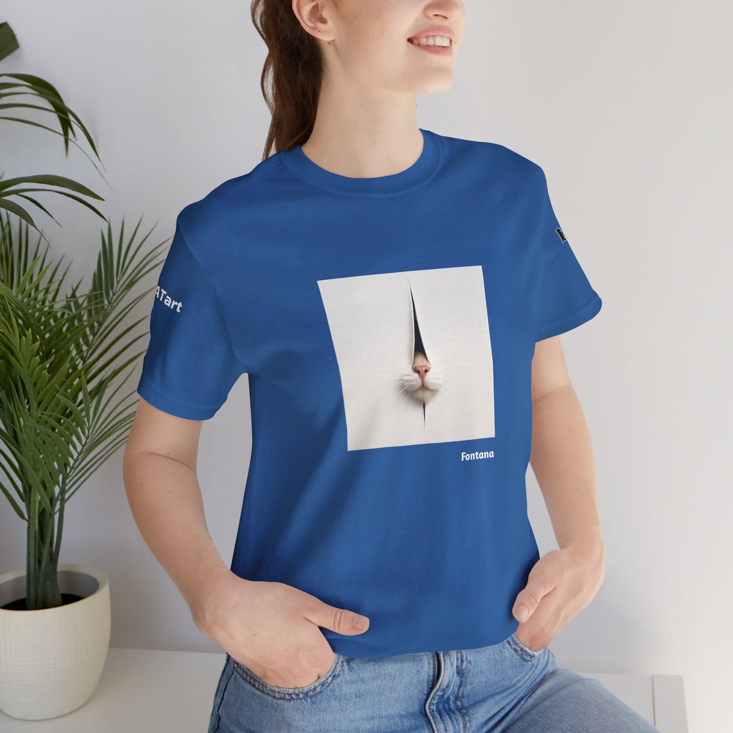 CATART Unisex Jersey Cat T-Shirt - FONTANA - Iconic Painting Reimagined with Cats
