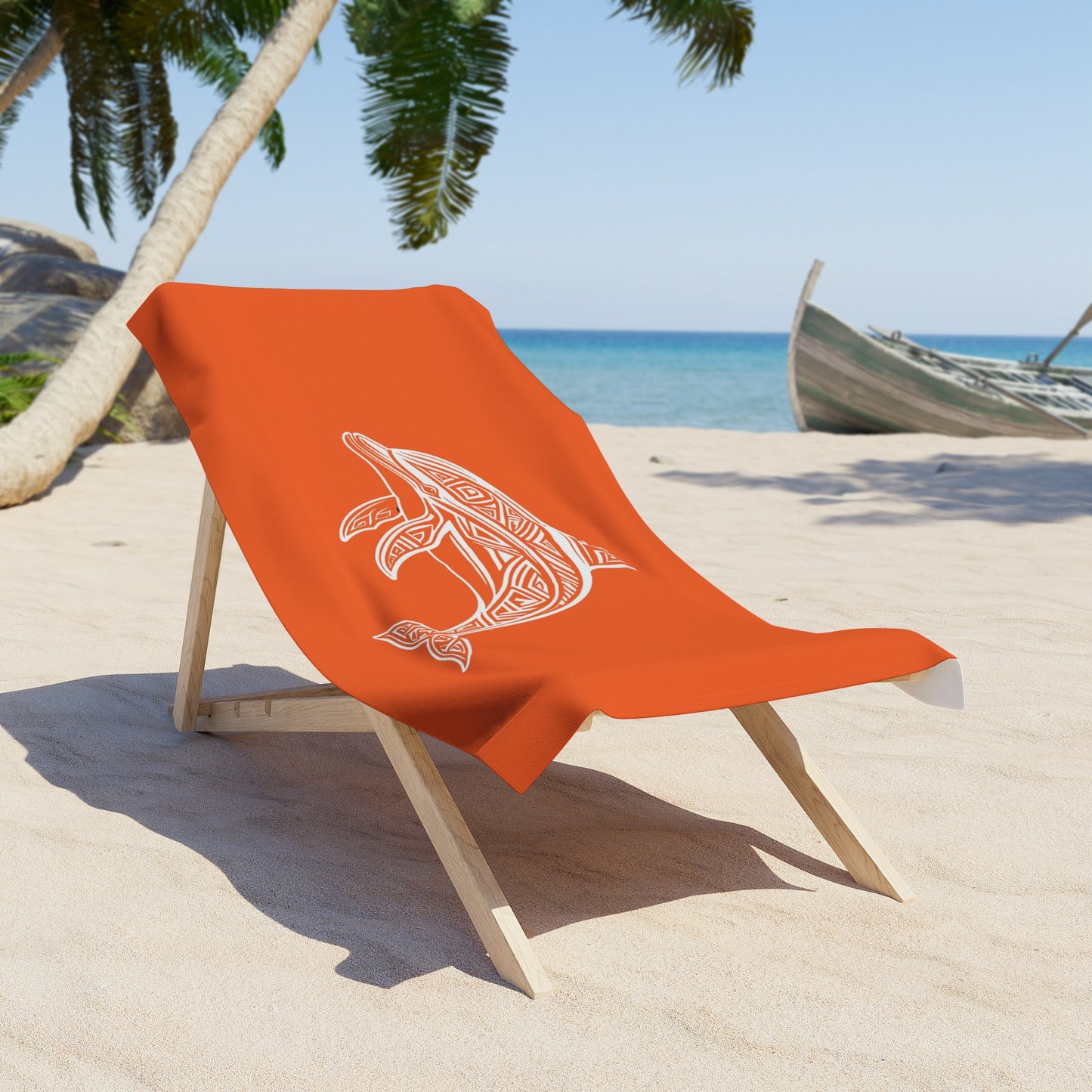 Tribal Waves Beach Towel - DOLPHIN