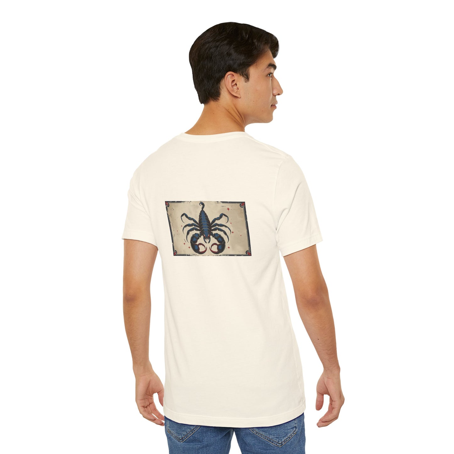 Scorpio - Gothic Zodiac T-Shirt. Blue graphic on the back. Zodiac in the Shadows