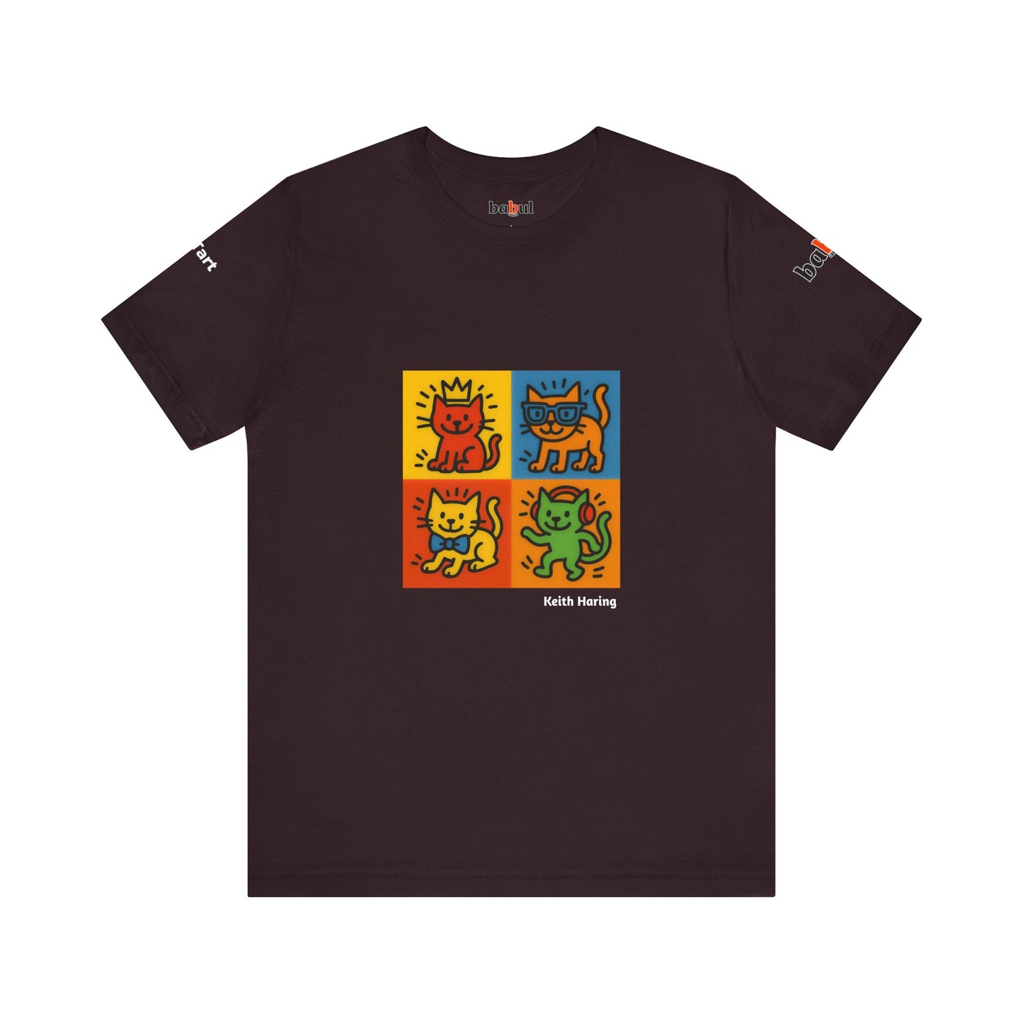 CATART Unisex Jersey Cat T-Shirt - KEITH HARING - Iconic Painting Reimagined with Cats