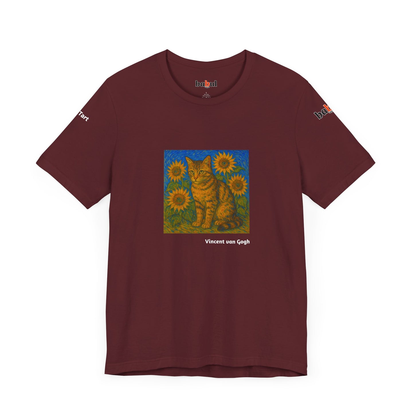 CATART Unisex Jersey Cat T-Shirt - Vincent van Gogh - Iconic Painting Reimagined with Cats