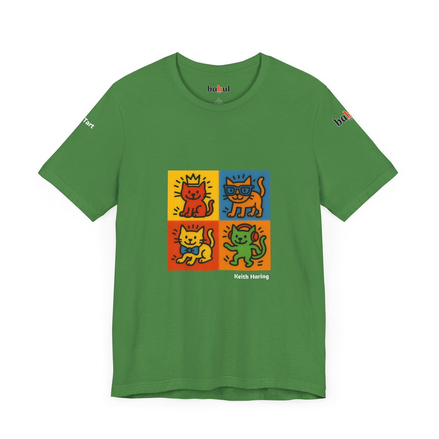 CATART Unisex Jersey Cat T-Shirt - KEITH HARING - Iconic Painting Reimagined with Cats