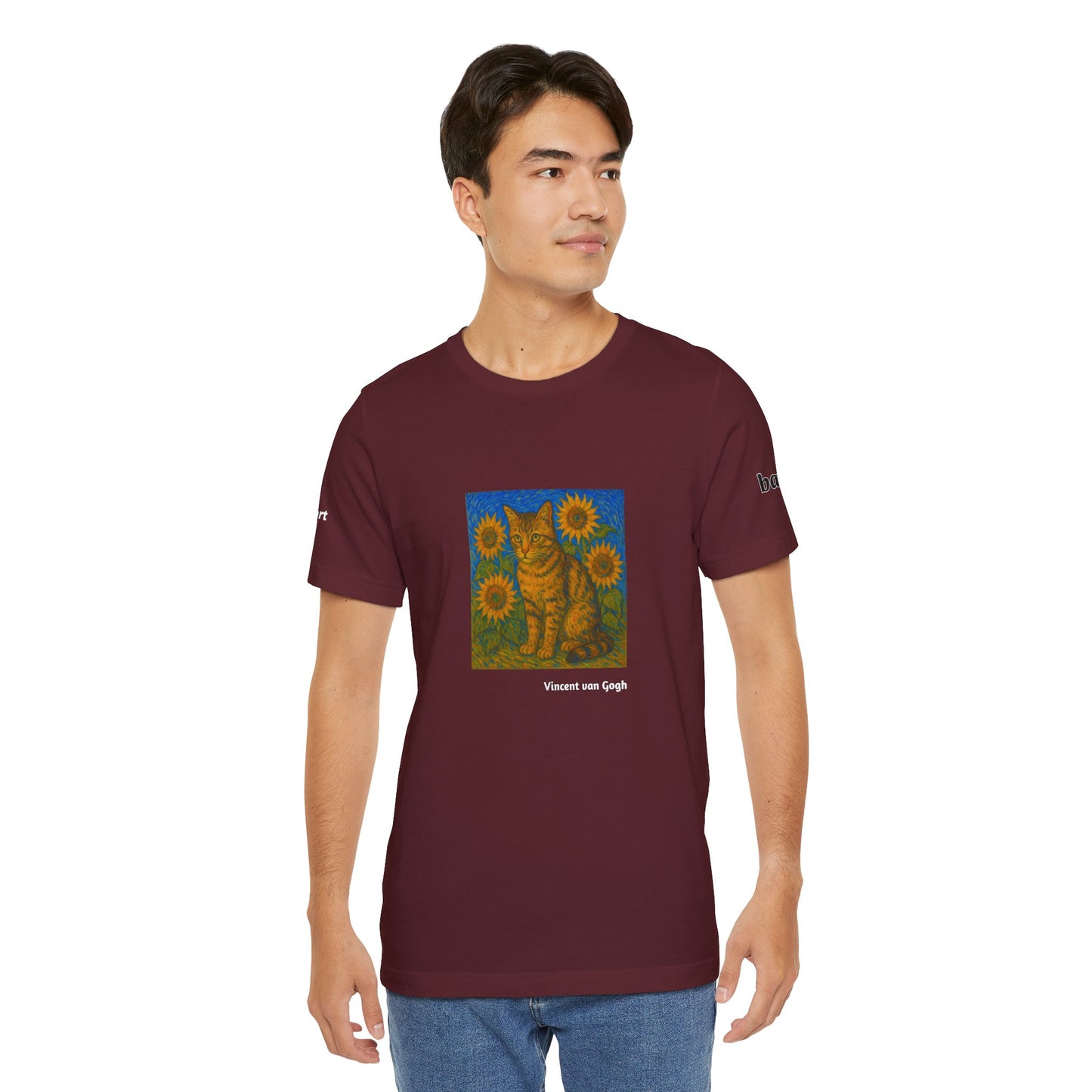 CATART Unisex Jersey Cat T-Shirt - Vincent van Gogh - Iconic Painting Reimagined with Cats