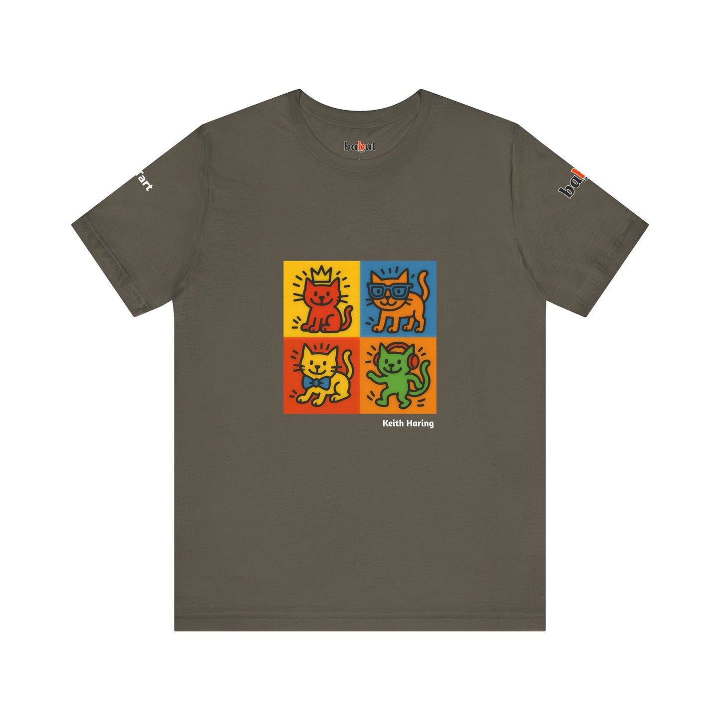 CATART Unisex Jersey Cat T-Shirt - KEITH HARING - Iconic Painting Reimagined with Cats