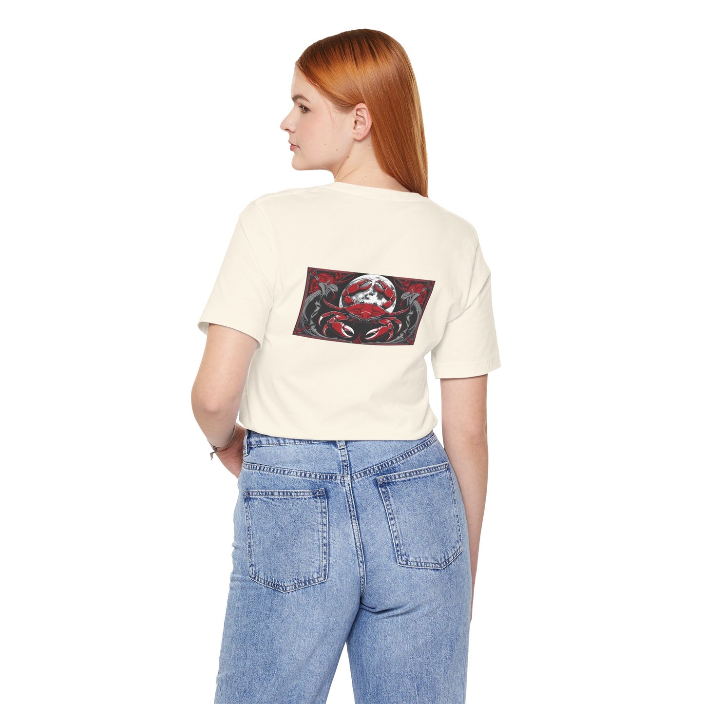 Cancer - Gothic Zodiac, Red Graphic on the back T-Shirt. Zodiac in the Shadows