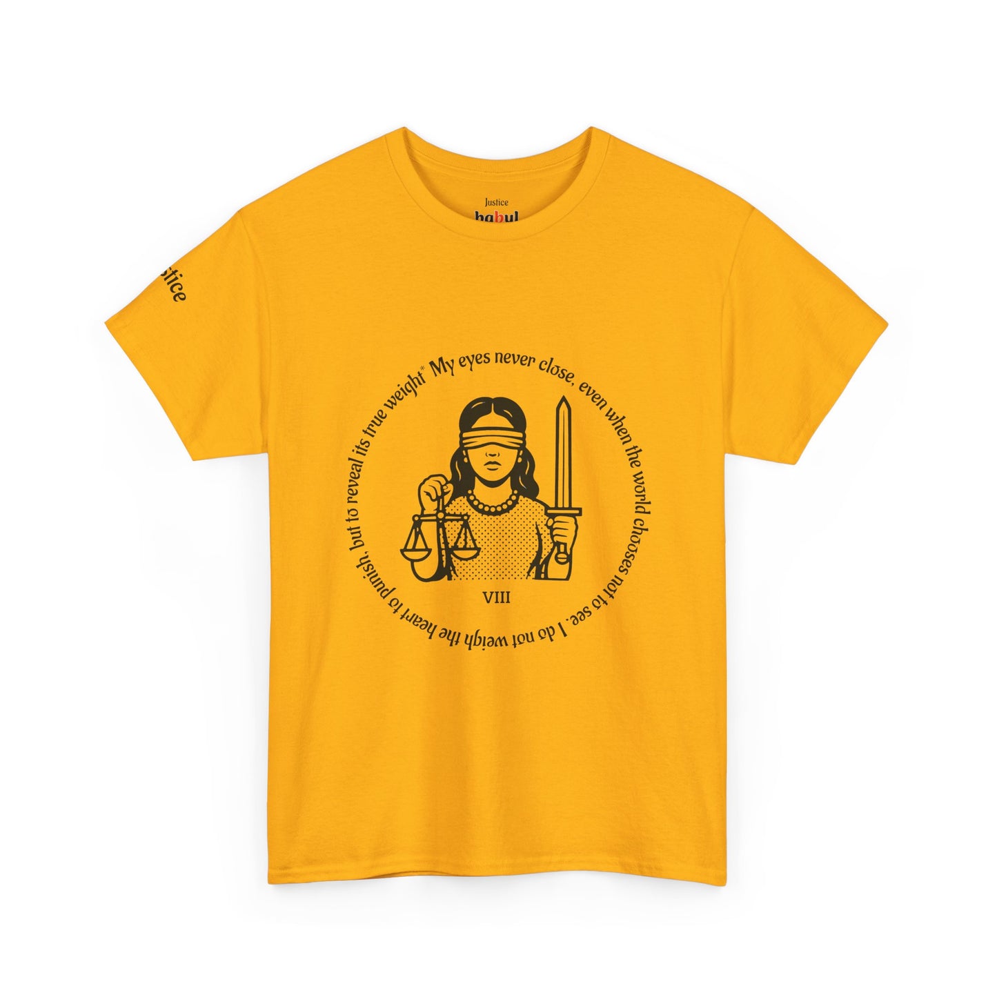 Justice - ArcanaPop T-Shirt – Where Tarot Magic Meets Pop Art