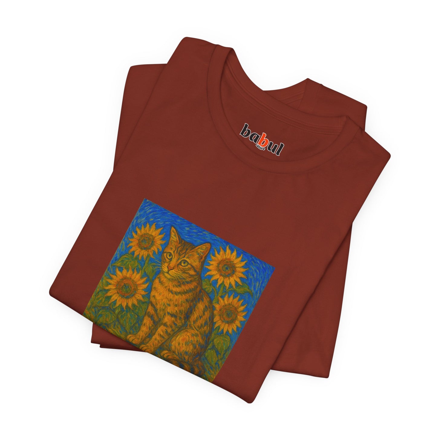 CATART Unisex Jersey Cat T-Shirt - Vincent van Gogh - Iconic Painting Reimagined with Cats