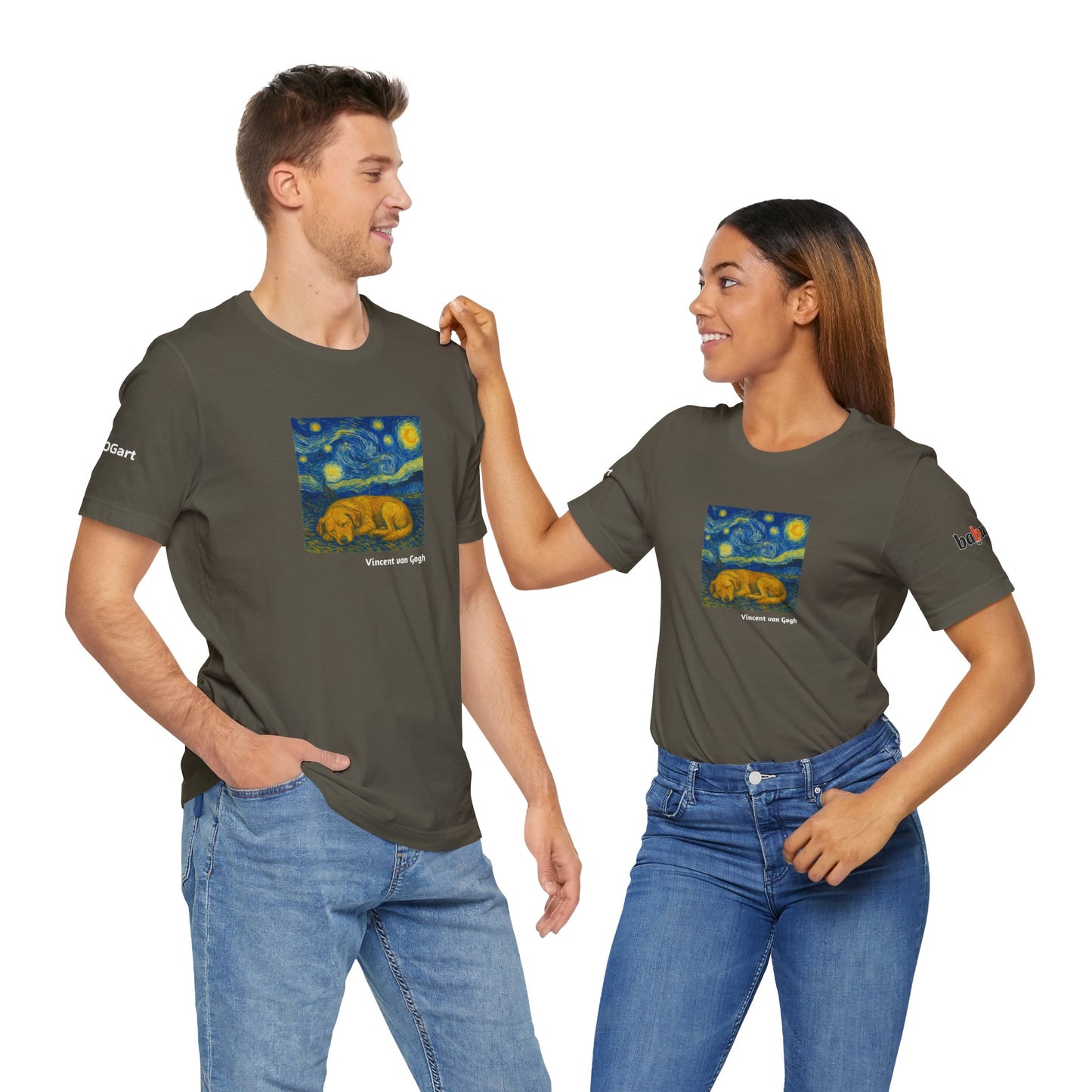 DOGART Unisex Jersey Dog T-Shirt - VAN GOGH - Iconic Painting Reimagined with Dogs