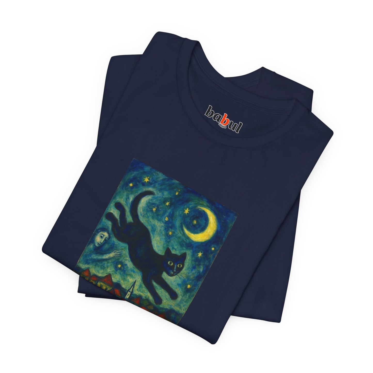 CATART Unisex Jersey Cat T-Shirt - MARC CHAGALL - Iconic Painting Reimagined with Cats
