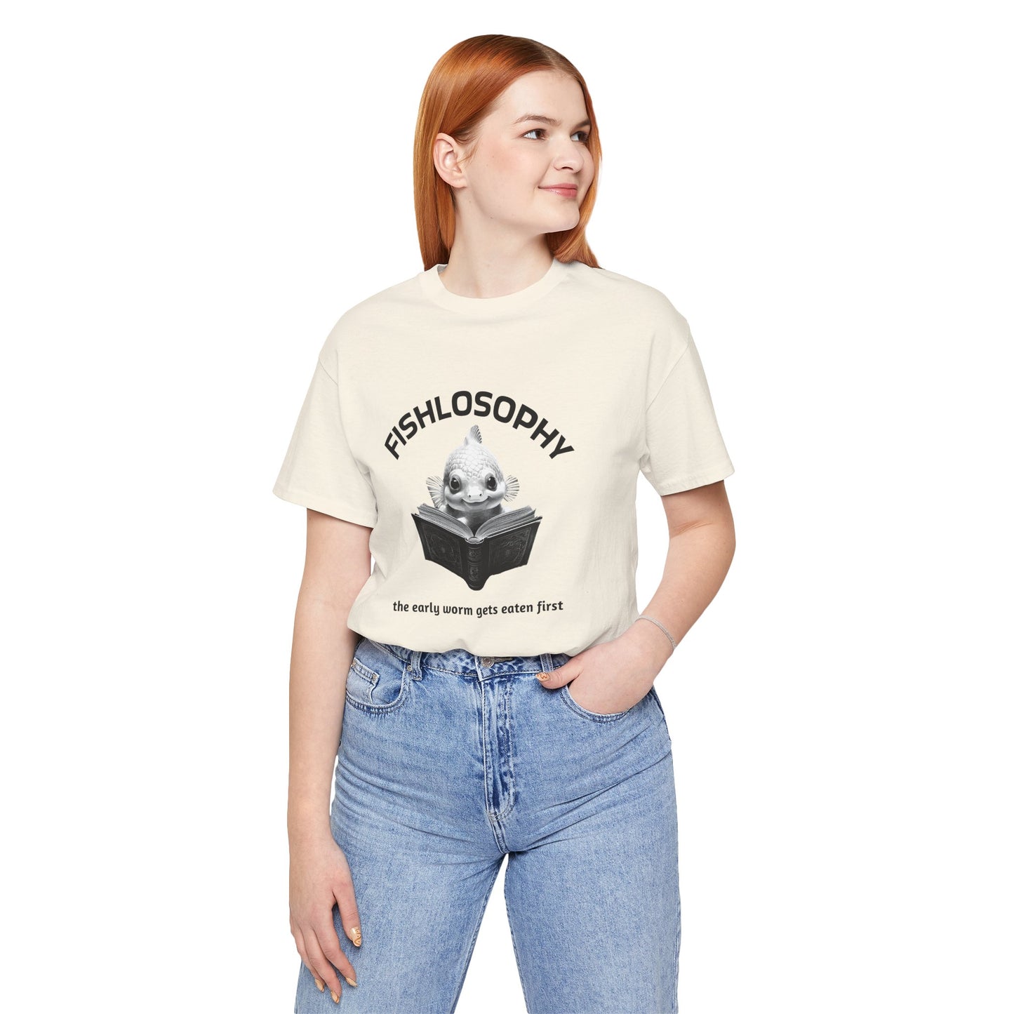 Fishlosophy Unisex Jersey Short Sleeve Tee – The Early Worms Get Eaten First