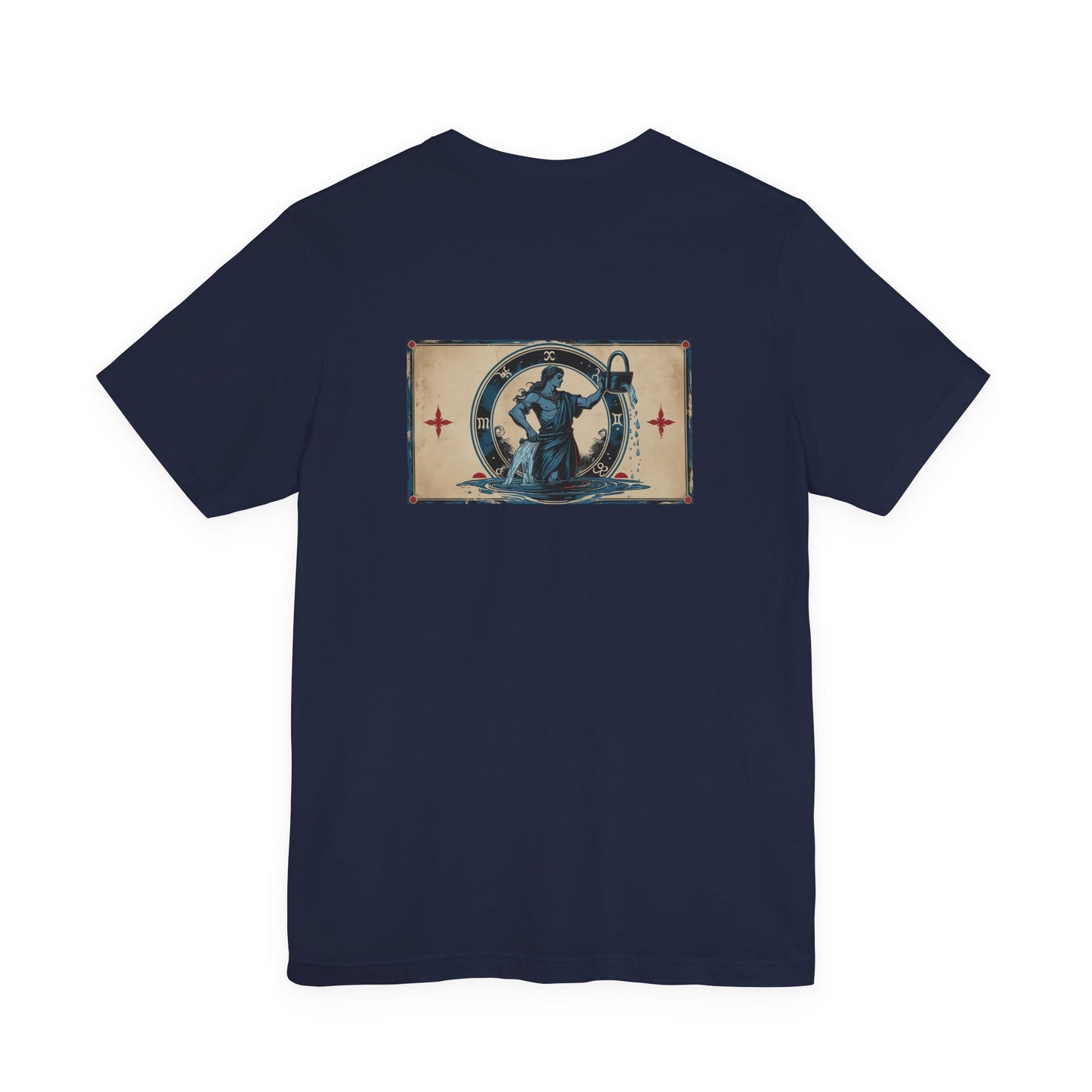 Aquarius - Gothic Zodiac T-Shirt. Blu graphic on the back. Zodiac in the Shadows