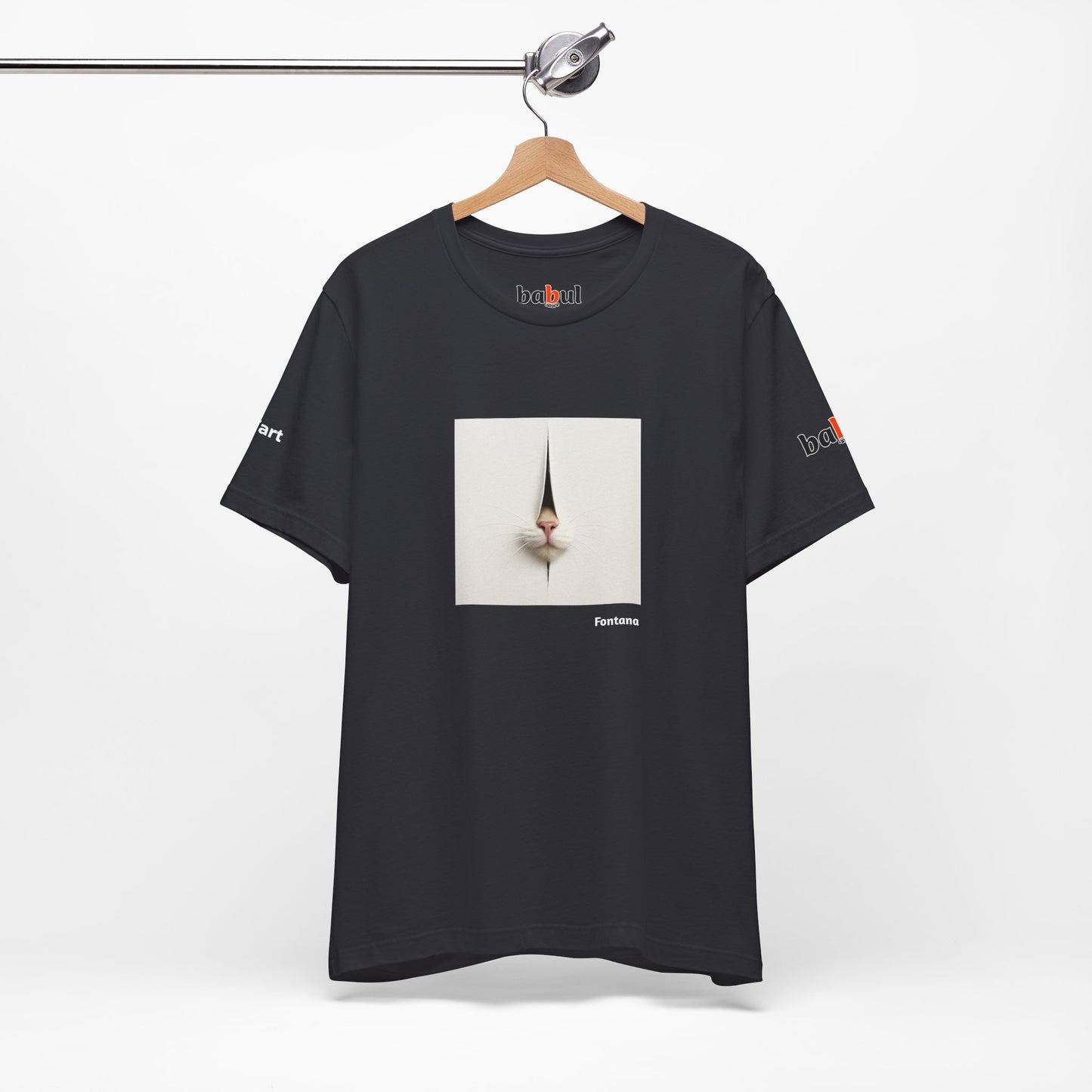 CATART Unisex Jersey Cat T-Shirt - FONTANA - Iconic Painting Reimagined with Cats