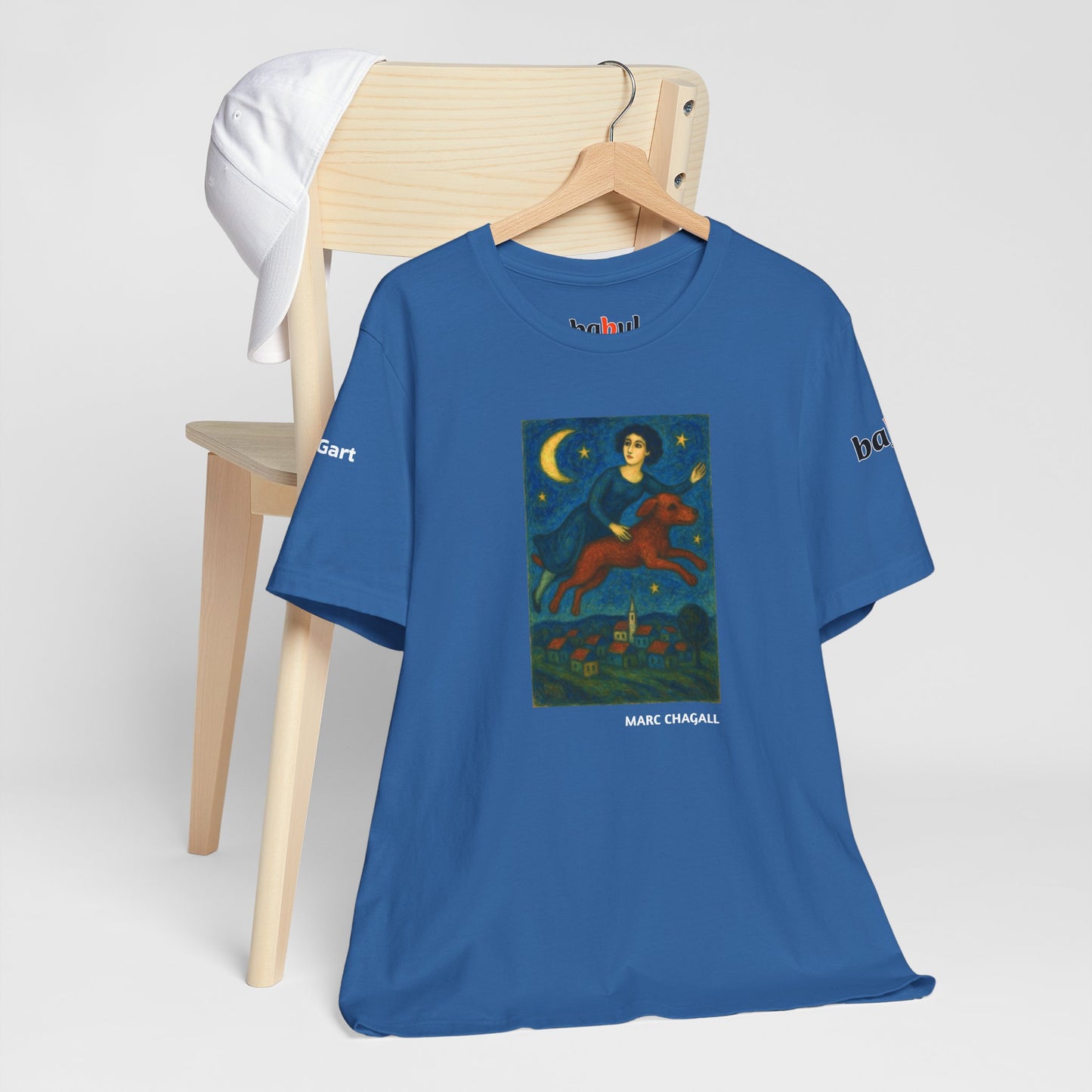 DOGART Unisex Jersey Cat T-Shirt - MARC CHAGALL - Iconic Painting Reimagined with Dogs