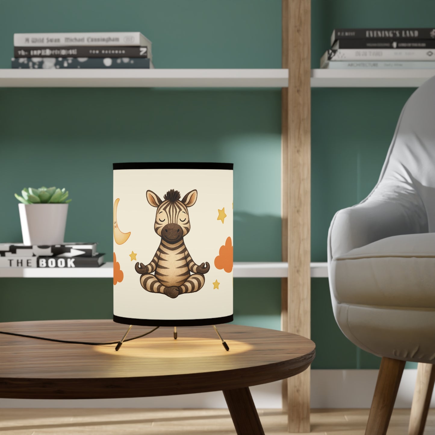 ZEN INSIDE Calming Tripod Lamp. Zebra