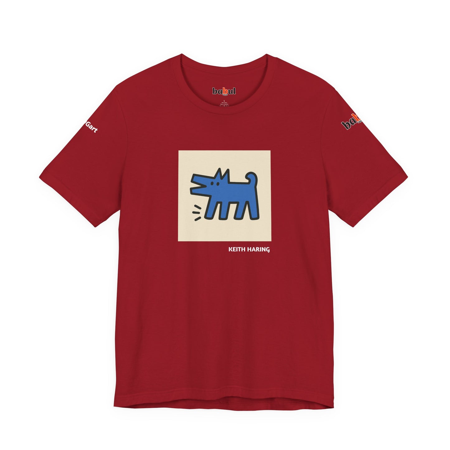 DOGART Unisex Jersey Cat T-Shirt - KEITH HARING - Iconic Painting Reimagined with Dogs