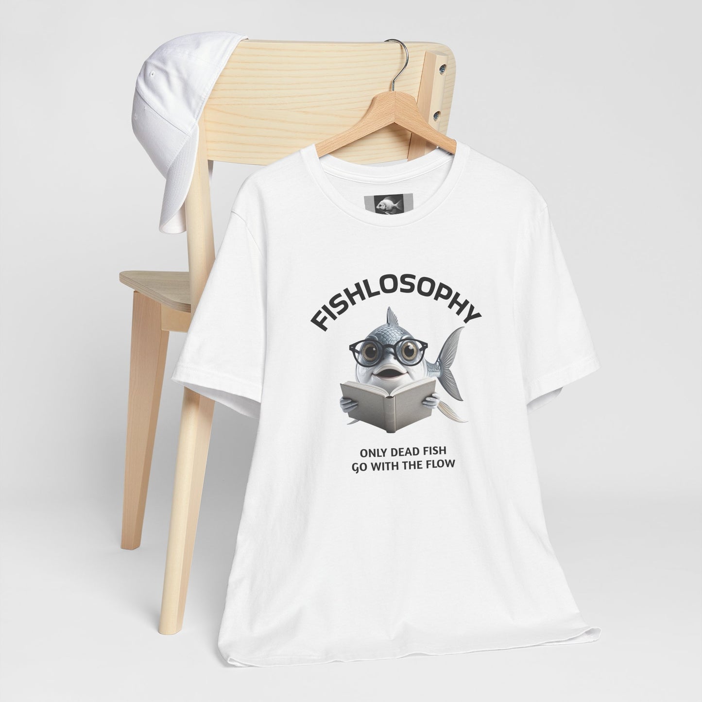 Fishlosophy Unisex Jersey Short Sleeve Tee – Only Dead Fish go with the Flow