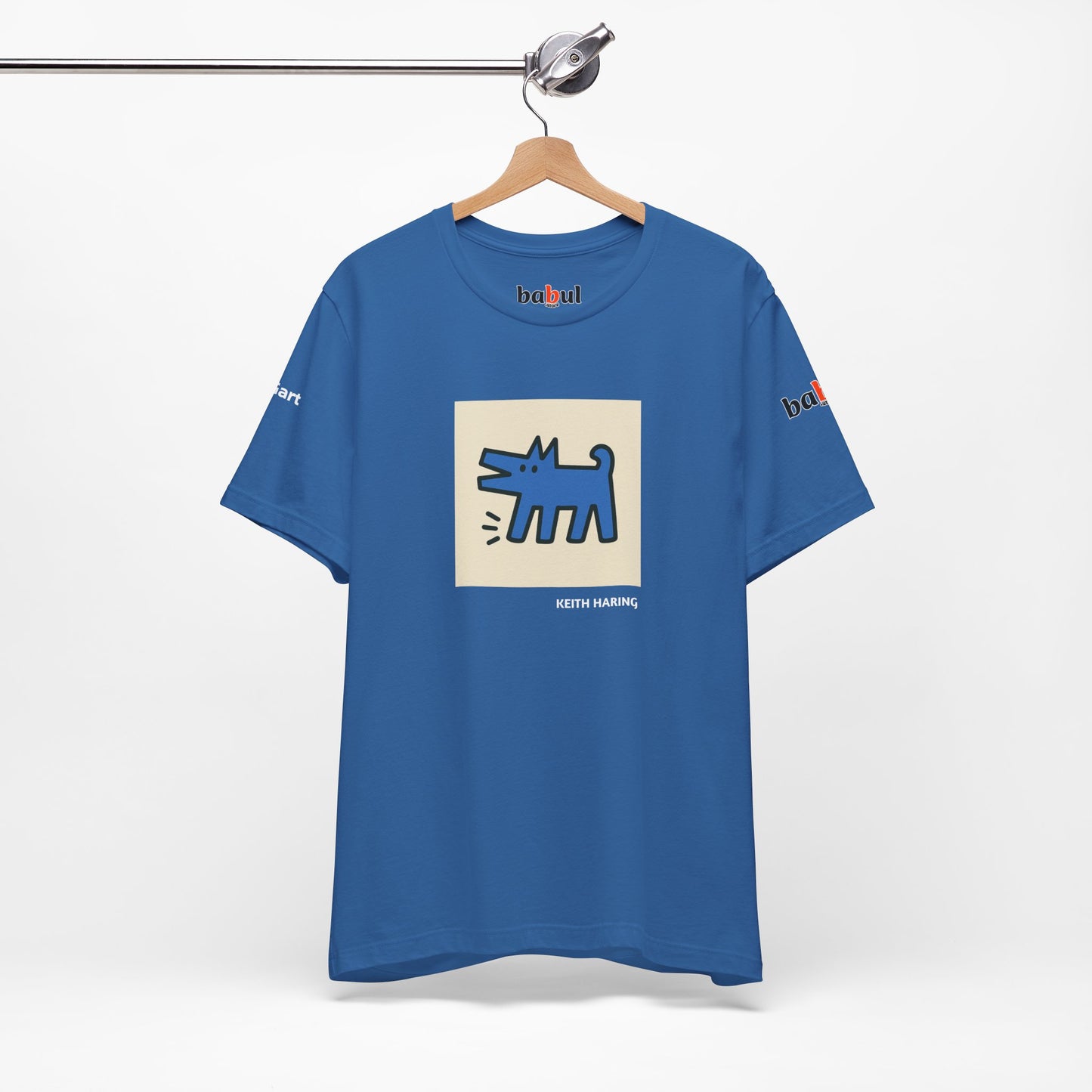 DOGART Unisex Jersey Cat T-Shirt - KEITH HARING - Iconic Painting Reimagined with Dogs