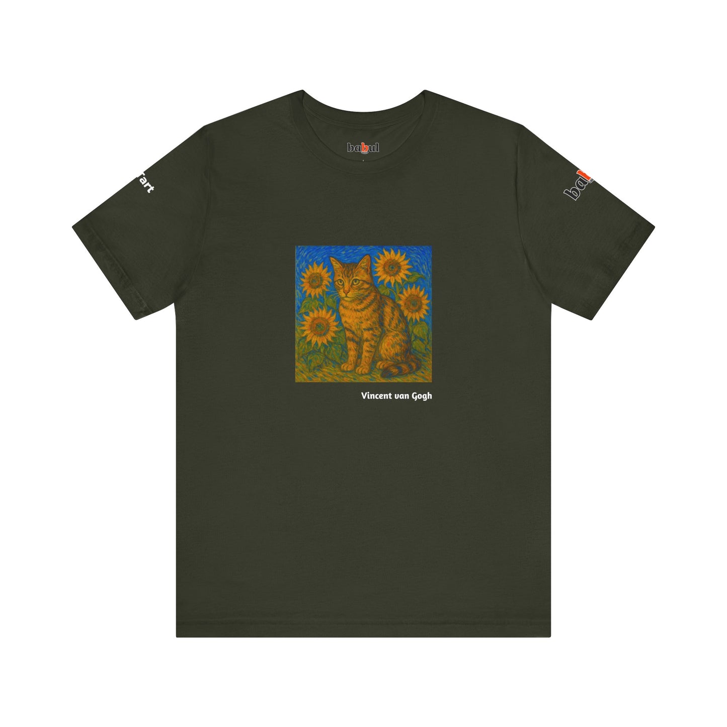 CATART Unisex Jersey Cat T-Shirt - Vincent van Gogh - Iconic Painting Reimagined with Cats