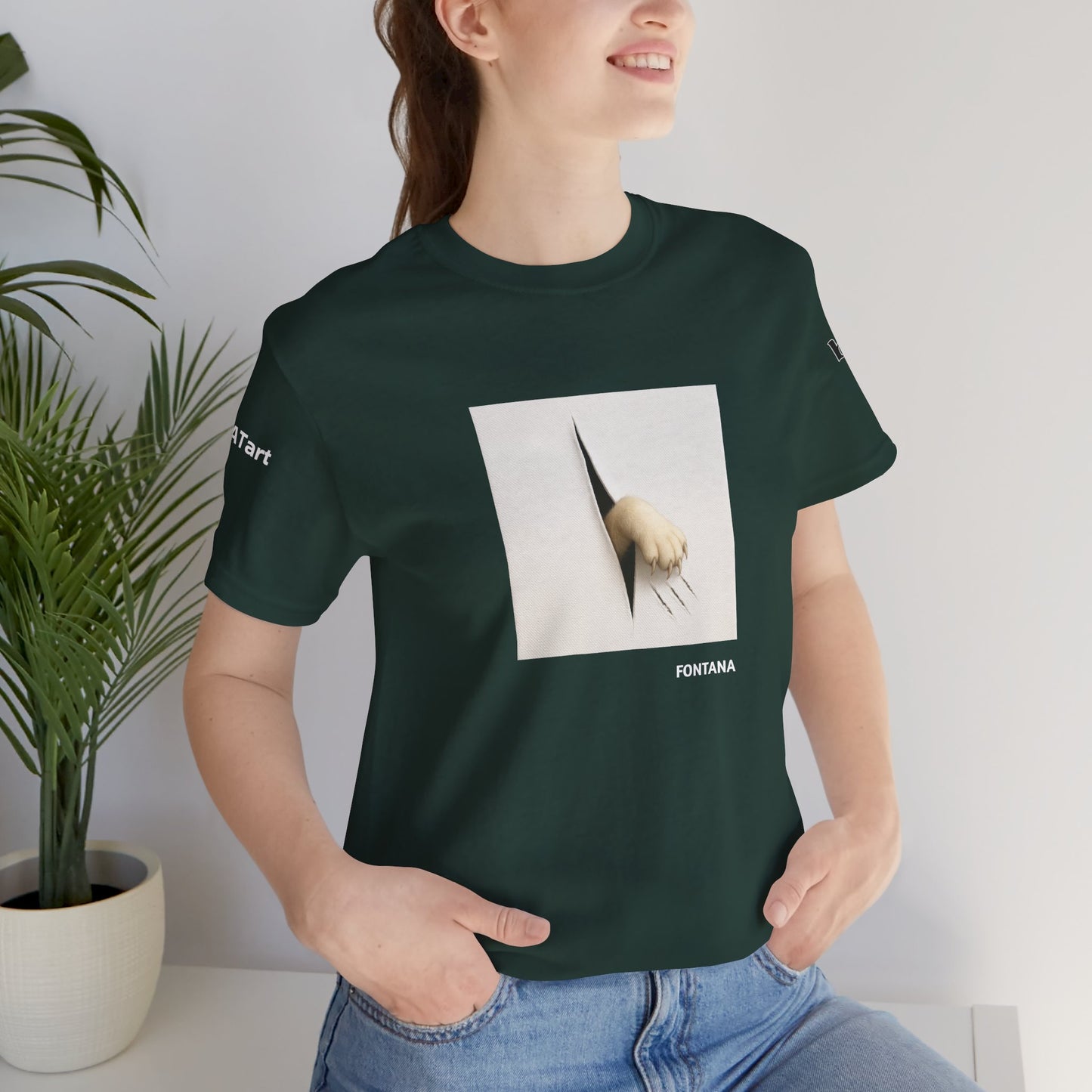 CATART Unisex Jersey Cat T-Shirt - FONTANA - Iconic Painting Reimagined with Cats