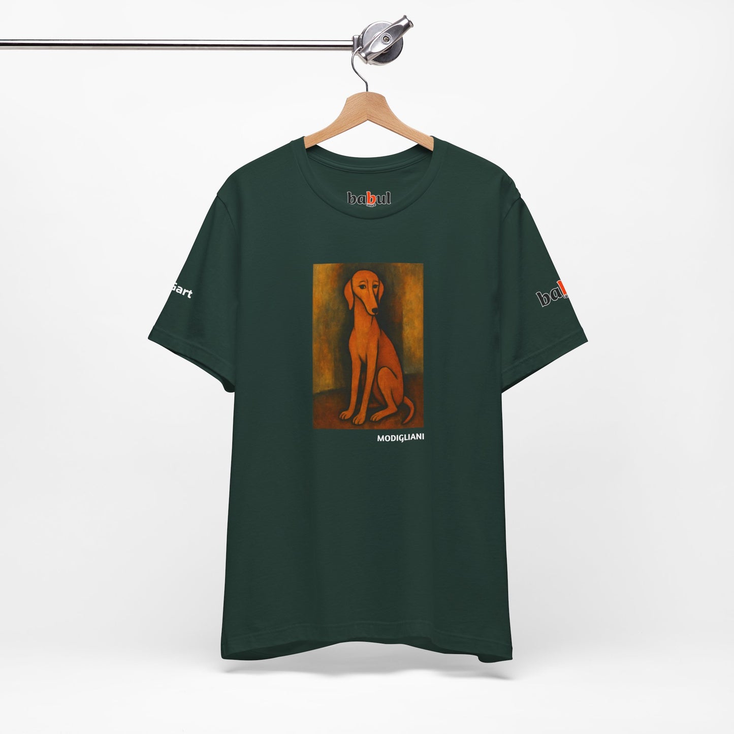 DOGART Unisex Jersey DOG T-Shirt - MODIGLIANI - Iconic Painting Reimagined with Dogs