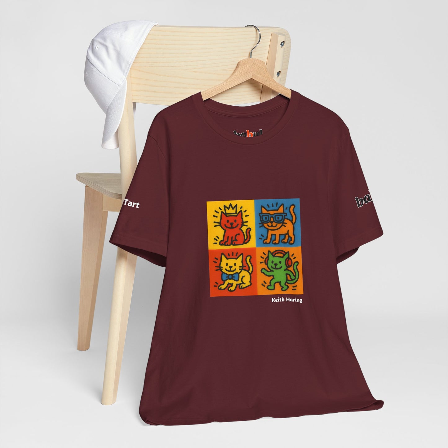 CATART Unisex Jersey Cat T-Shirt - KEITH HARING - Iconic Painting Reimagined with Cats