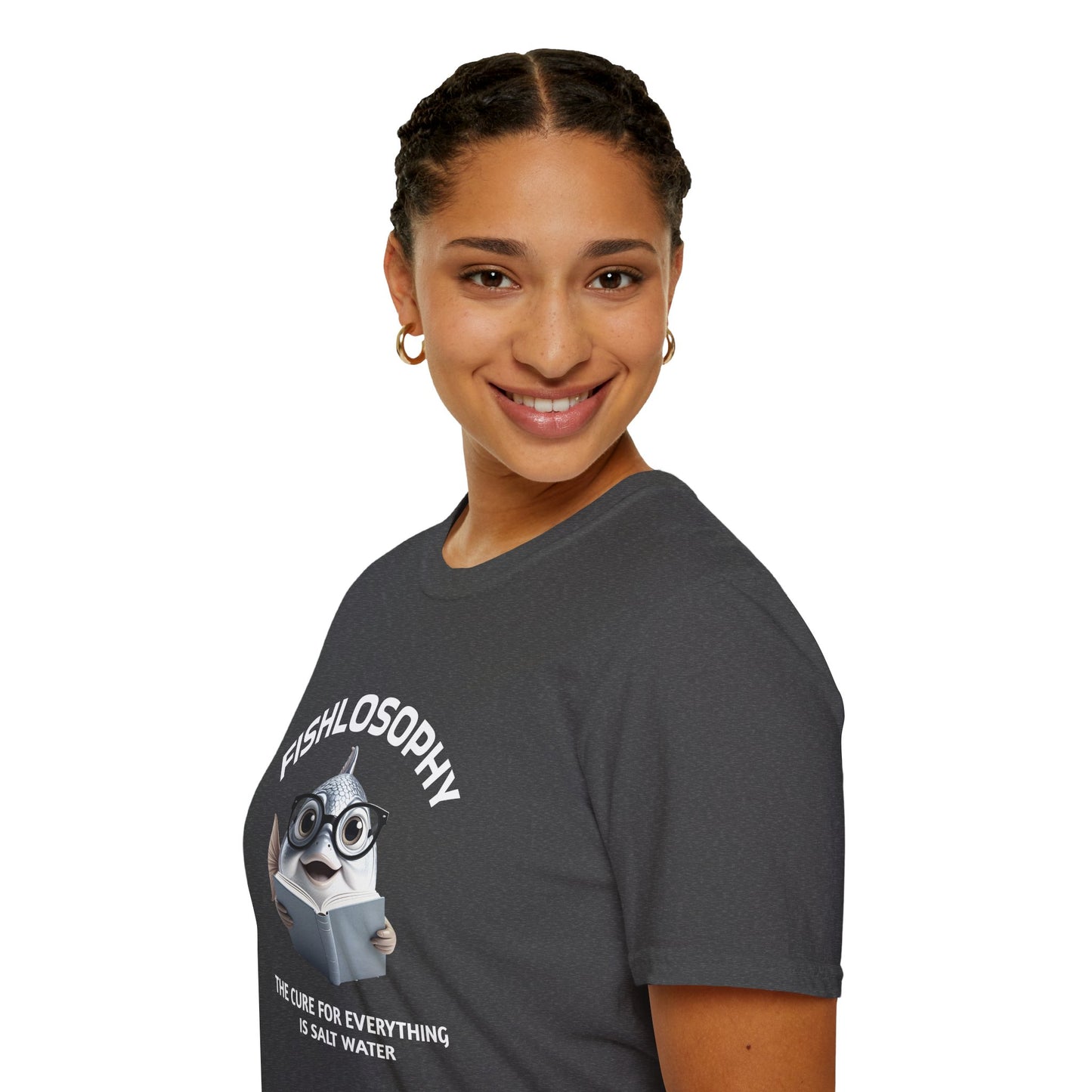 Fishlosophy Unisex T-Shirt - Ocean Vibes and Life's Questions Design - The Cure For Everything Is Salt Water