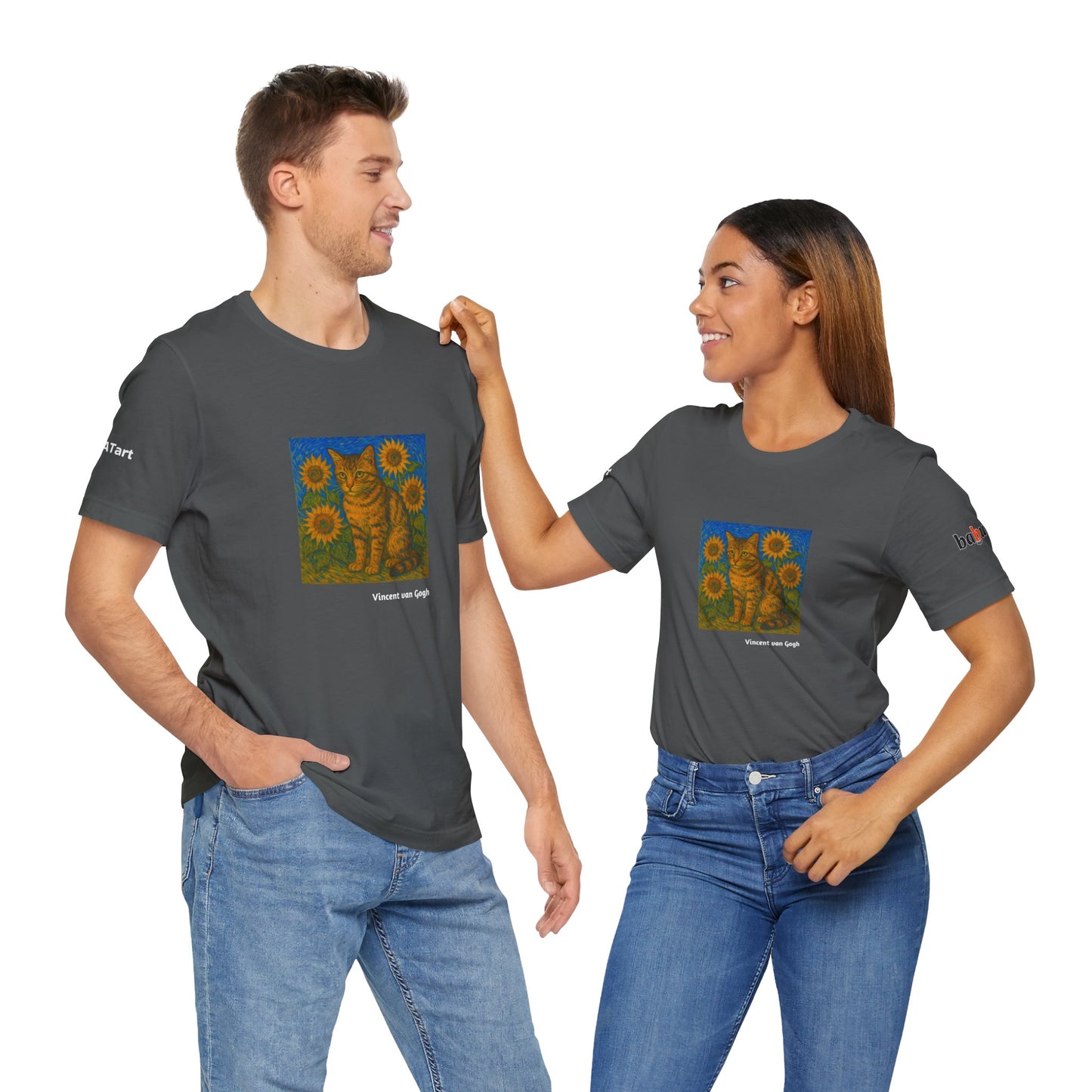 CATART Unisex Jersey Cat T-Shirt - Vincent van Gogh - Iconic Painting Reimagined with Cats