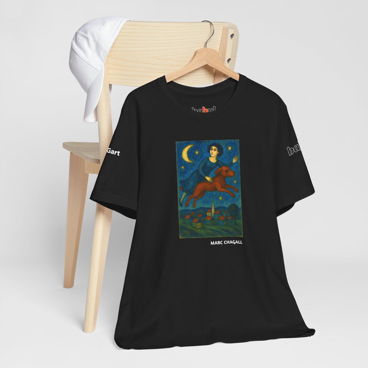 DOGART Unisex Jersey Cat T-Shirt - MARC CHAGALL - Iconic Painting Reimagined with Dogs