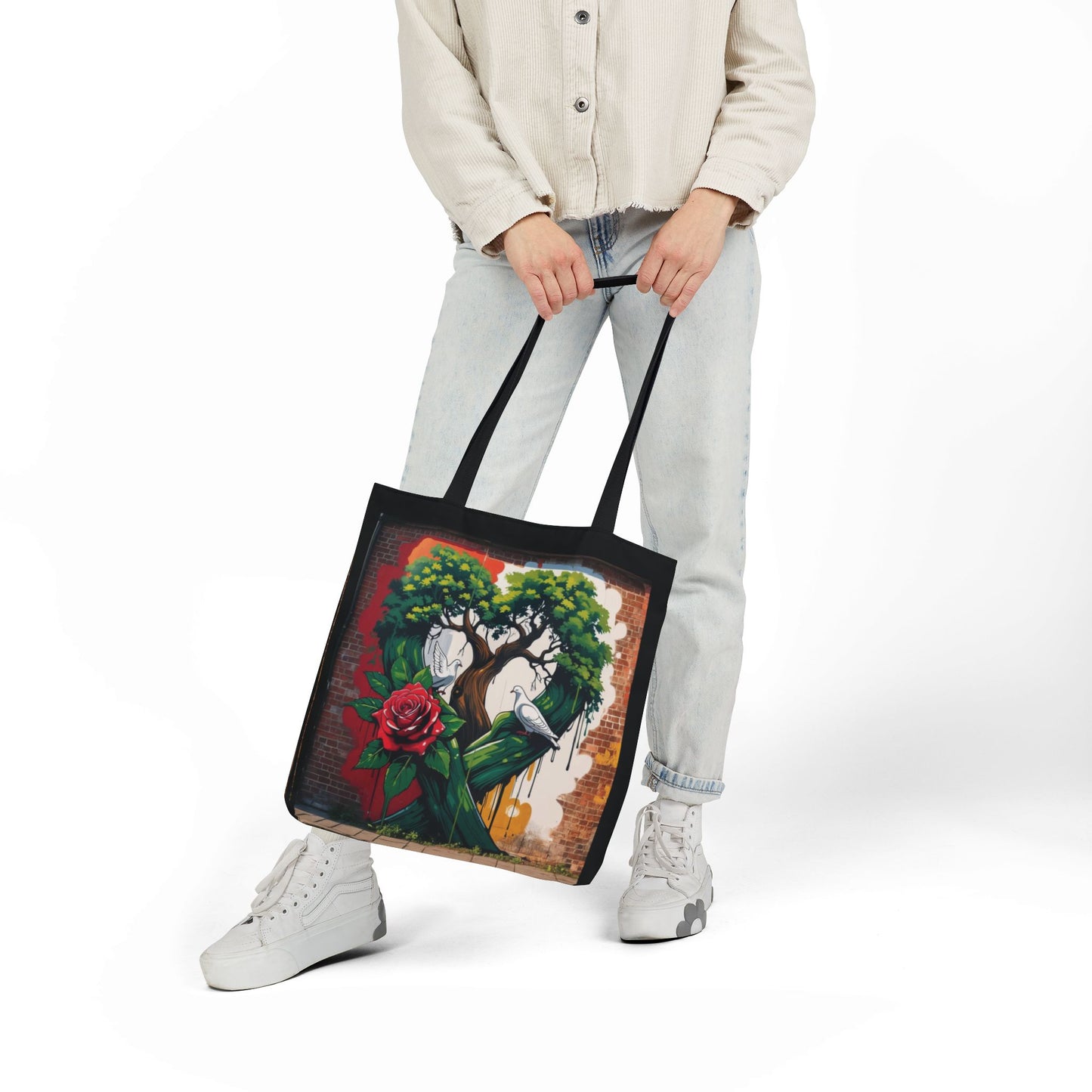 Artistic Surge - Eco-Friendly Canvas Tote Bag - HEART WITH ROSE