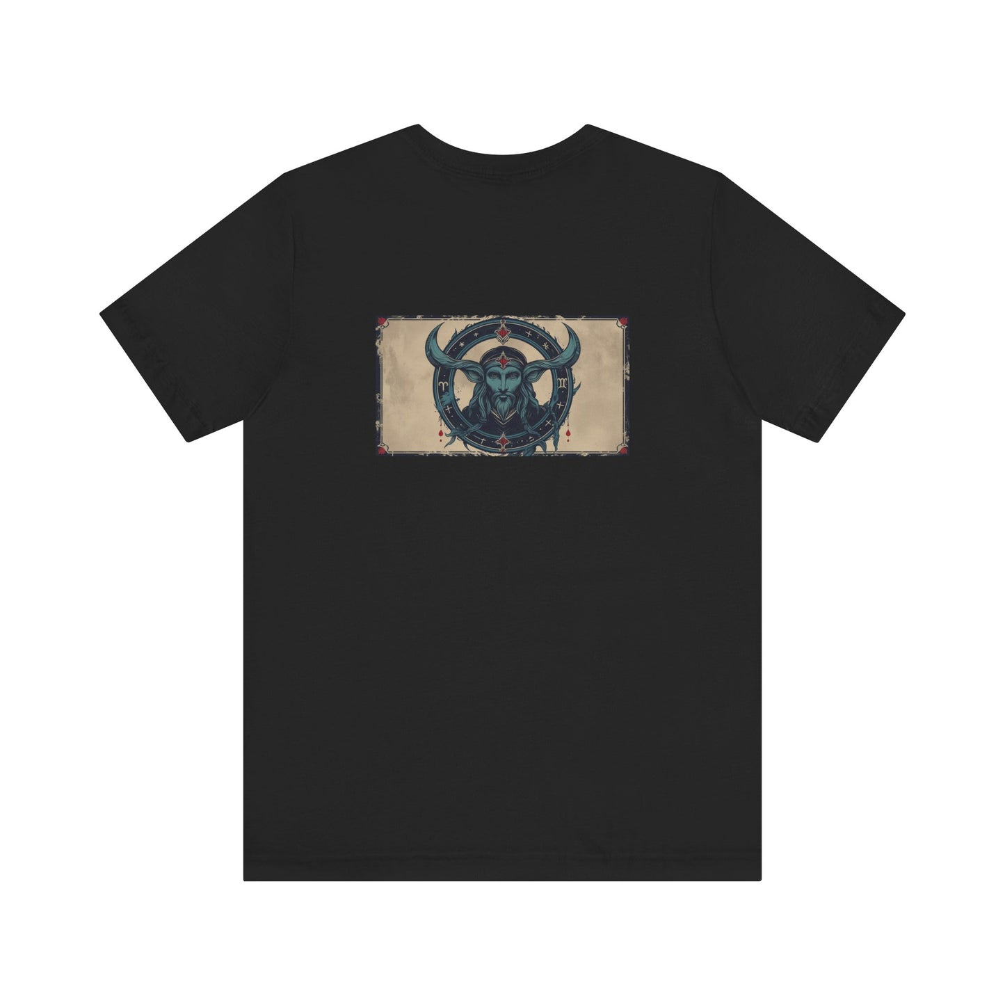 Capricorn - Gothic Zodiac T-Shirt. Blue graphic on the back. Zodiac in the Shadows