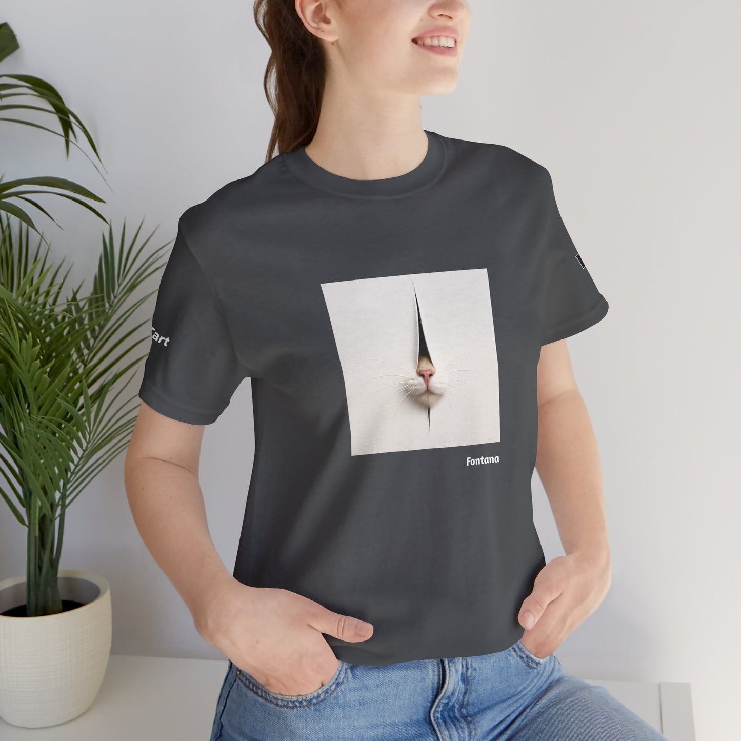 CATART Unisex Jersey Cat T-Shirt - FONTANA - Iconic Painting Reimagined with Cats