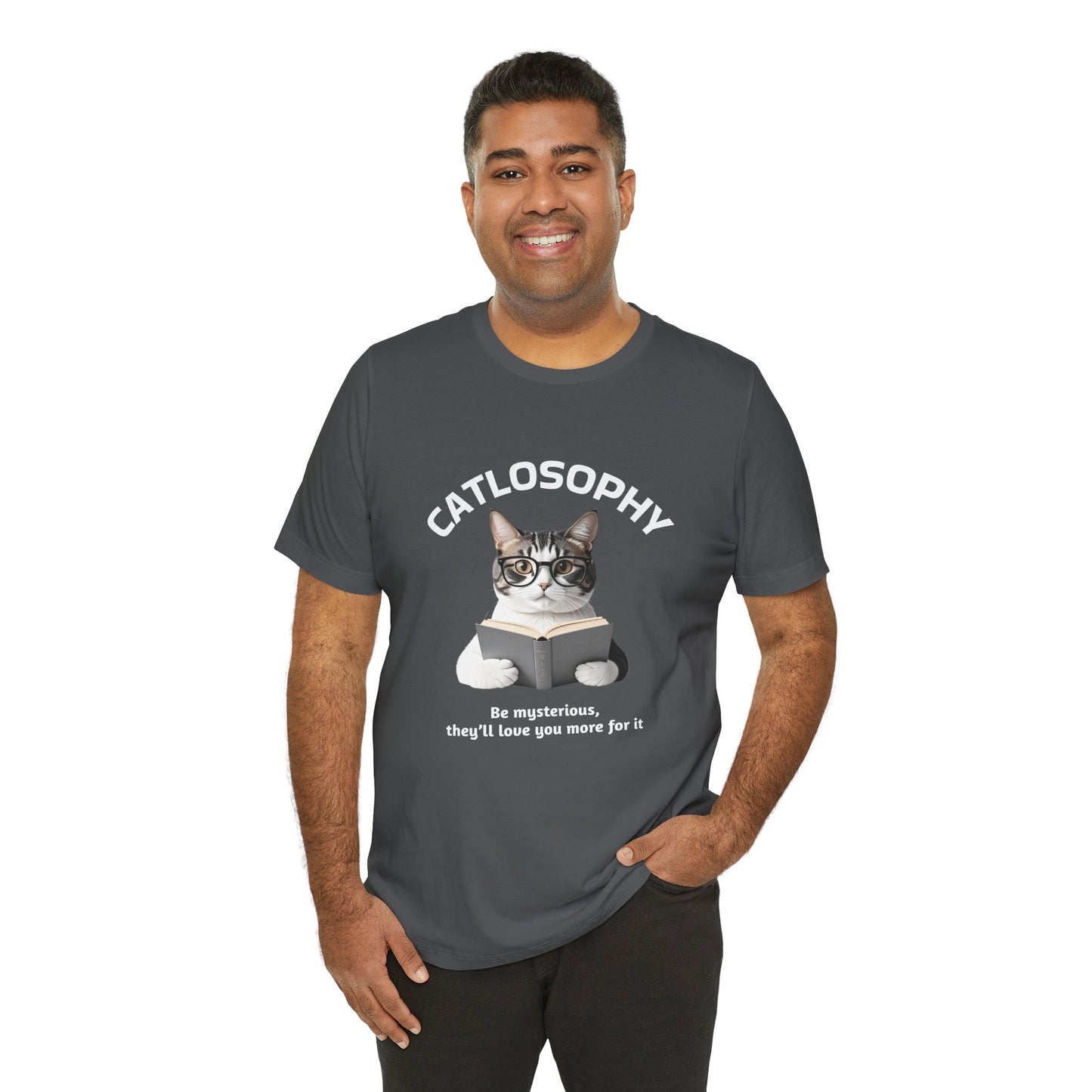 Catlosophy Unisex Jersey Short Sleeve Tee – "Be mysterious" Design