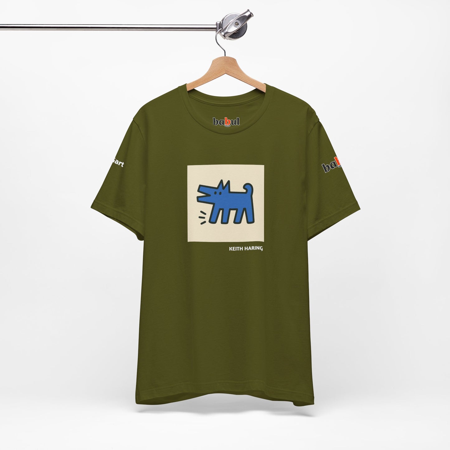 DOGART Unisex Jersey Cat T-Shirt - KEITH HARING - Iconic Painting Reimagined with Dogs