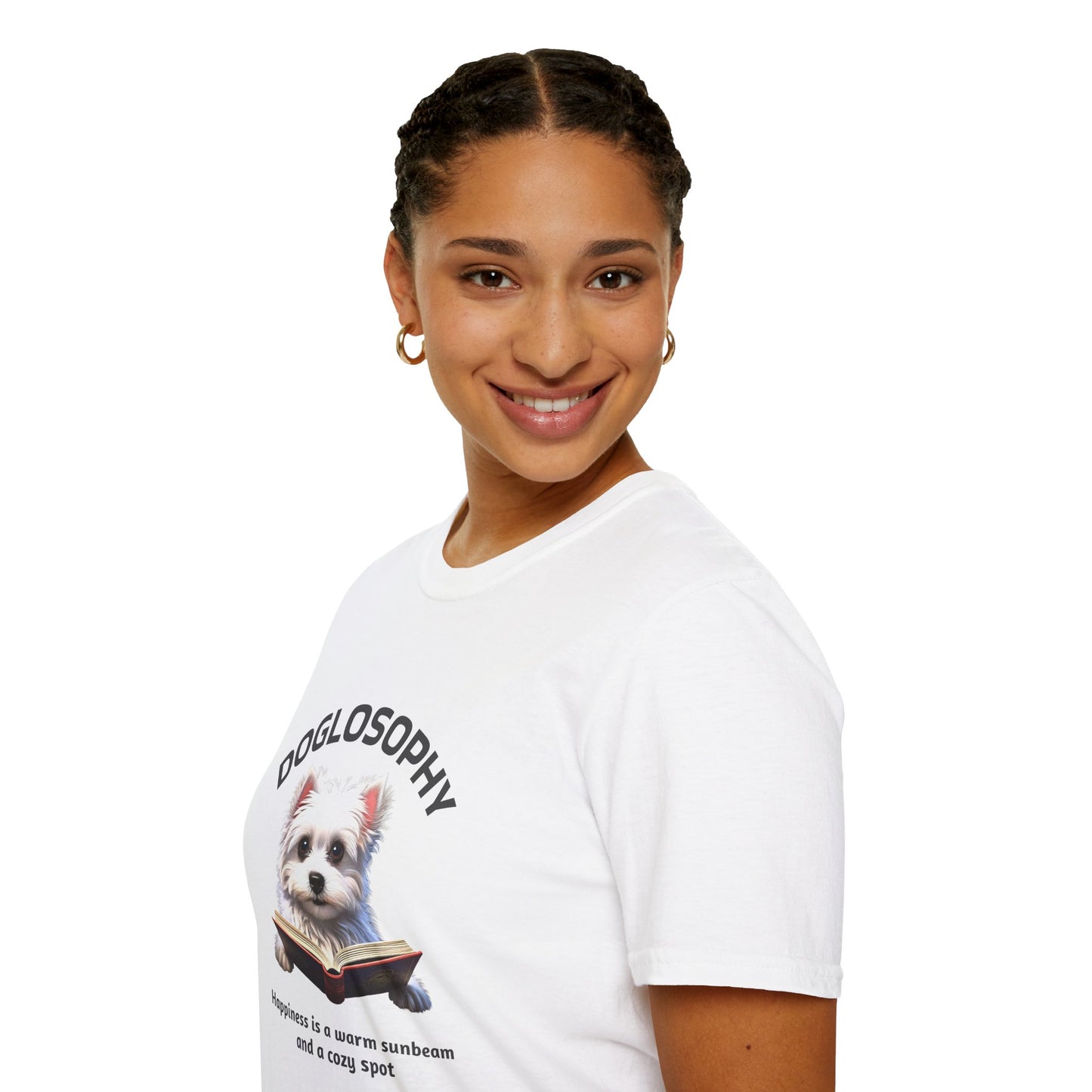 Doglosophy Unisex Softstyle T-Shirt - "Happiness is a Warm Sunbeam" Design