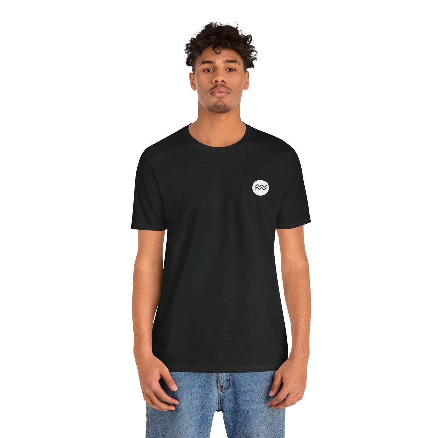 Aquarius - Gothic Zodiac, Red Graphic on the back T-Shirt. Zodiac in the Shadows
