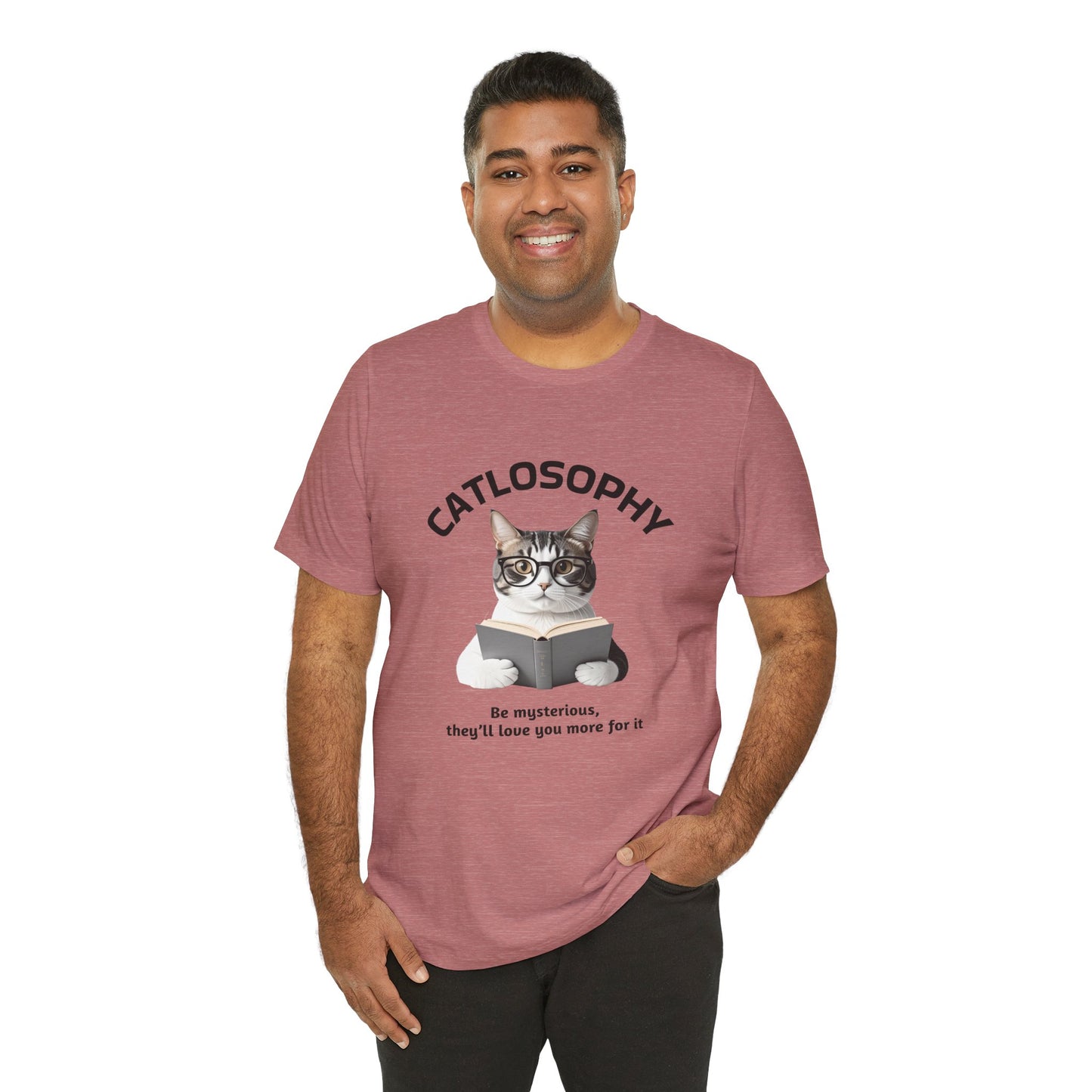 Catlosophy Unisex Jersey Short Sleeve Tee – "Be mysterious" Design